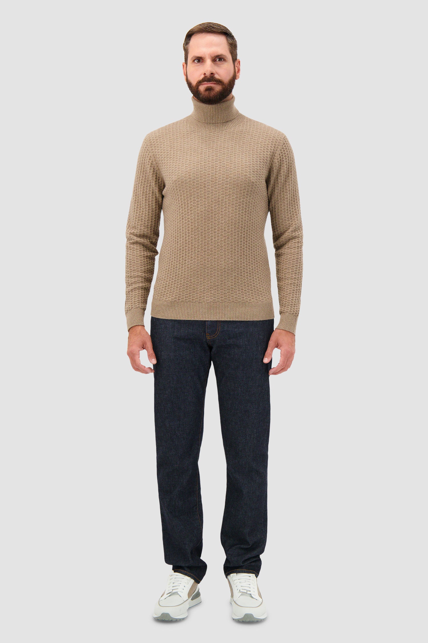 Pashmere Beige Baby Cashmere Turtle Neck Sweater