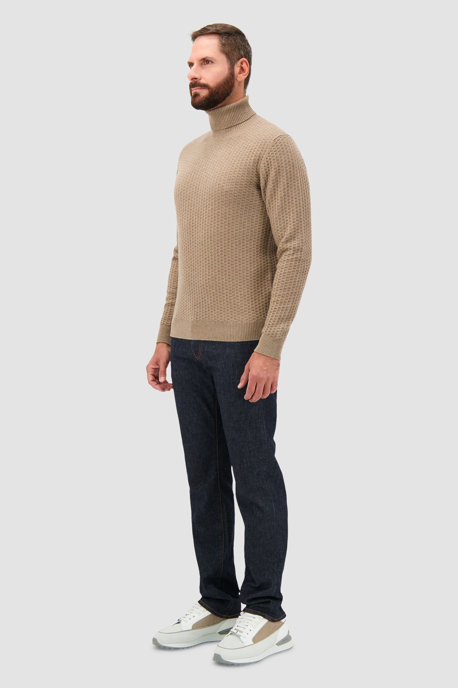 Pashmere Beige Baby Cashmere Turtle Neck Sweater