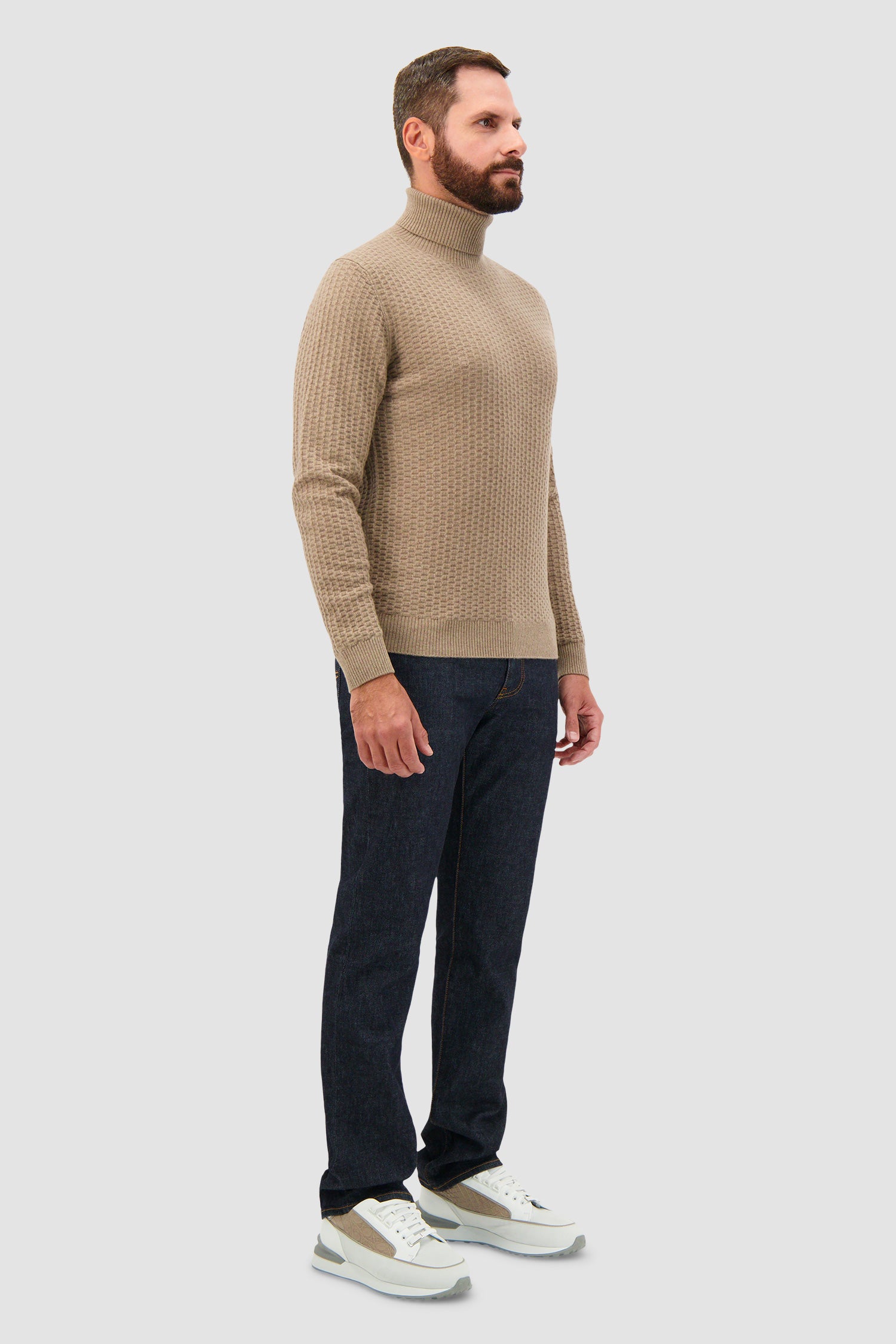 Pashmere Beige Baby Cashmere Turtle Neck Sweater