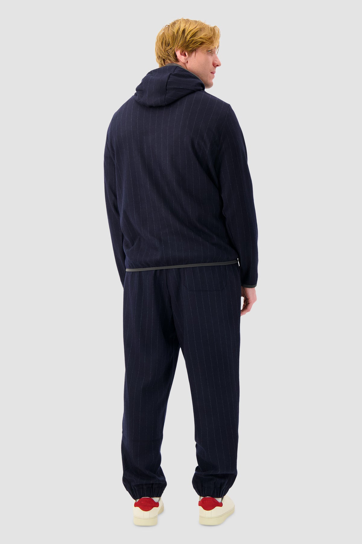 Sease Navy Virgin Wool Pinstripe Hoodie