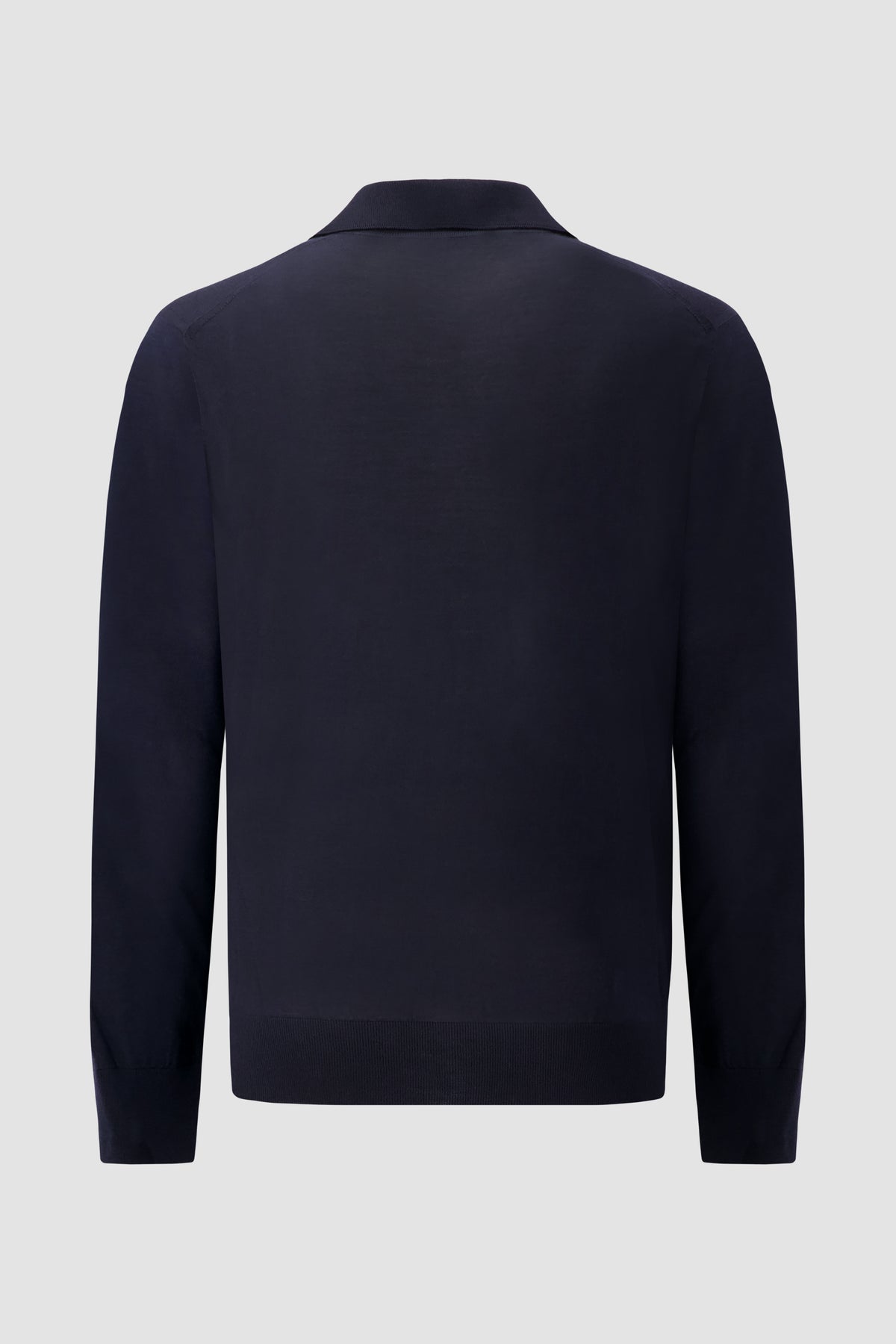 Sease Navy Virgin Wool Knit Polo Sweater