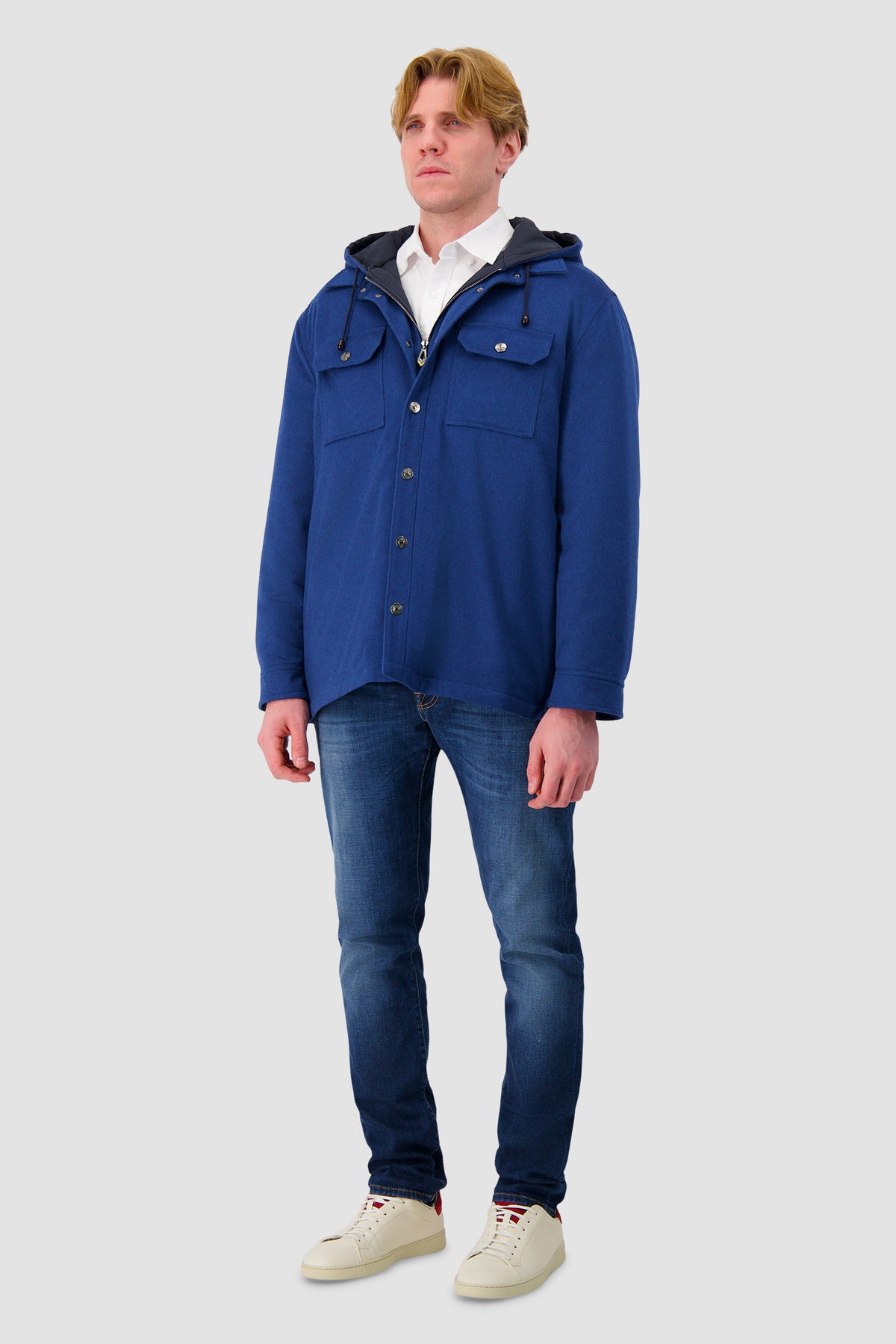 Sartorio Blue Cashmere Hooded Jacket