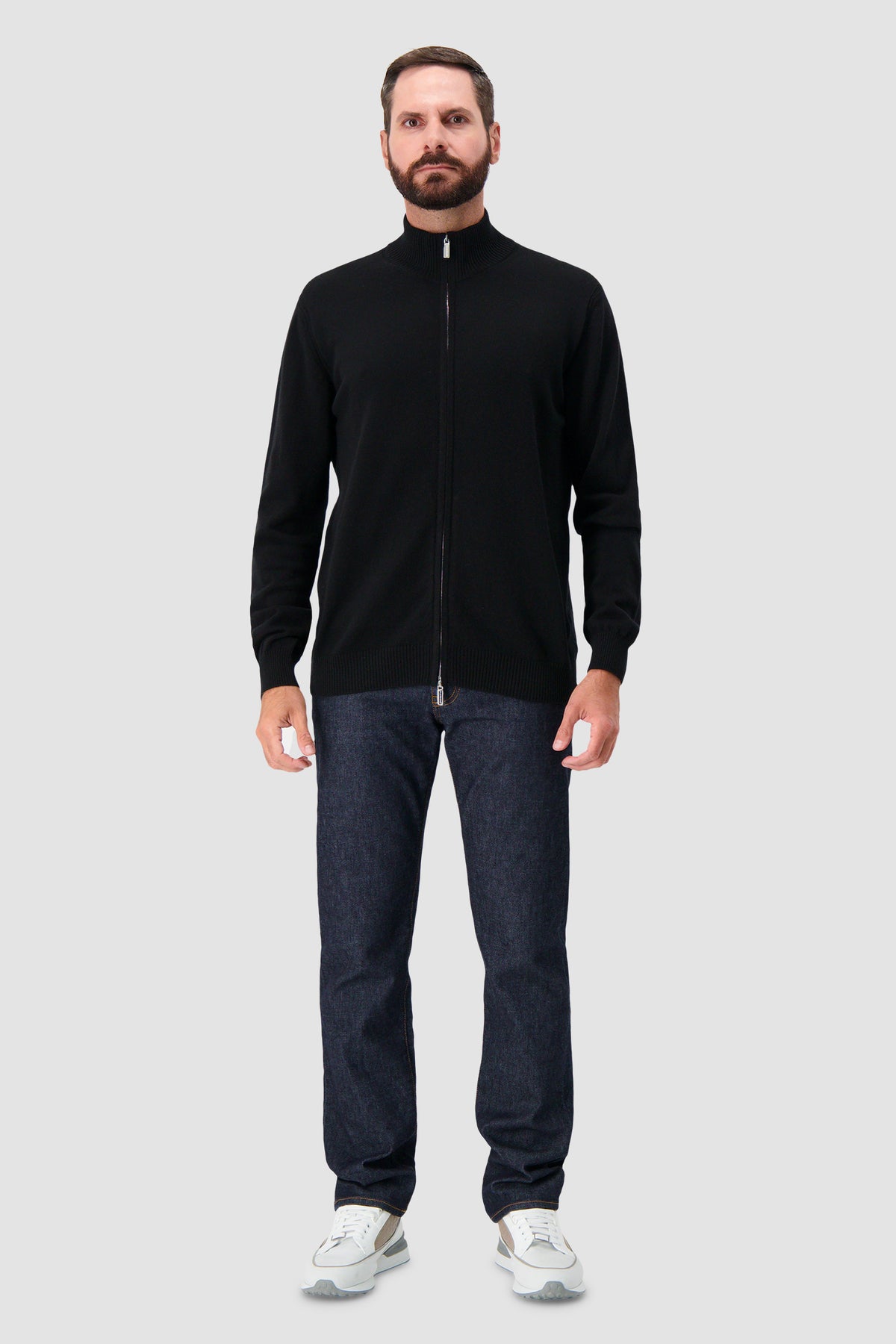 Pashmere Black Foggy Baby Cashmere Zip Sweater