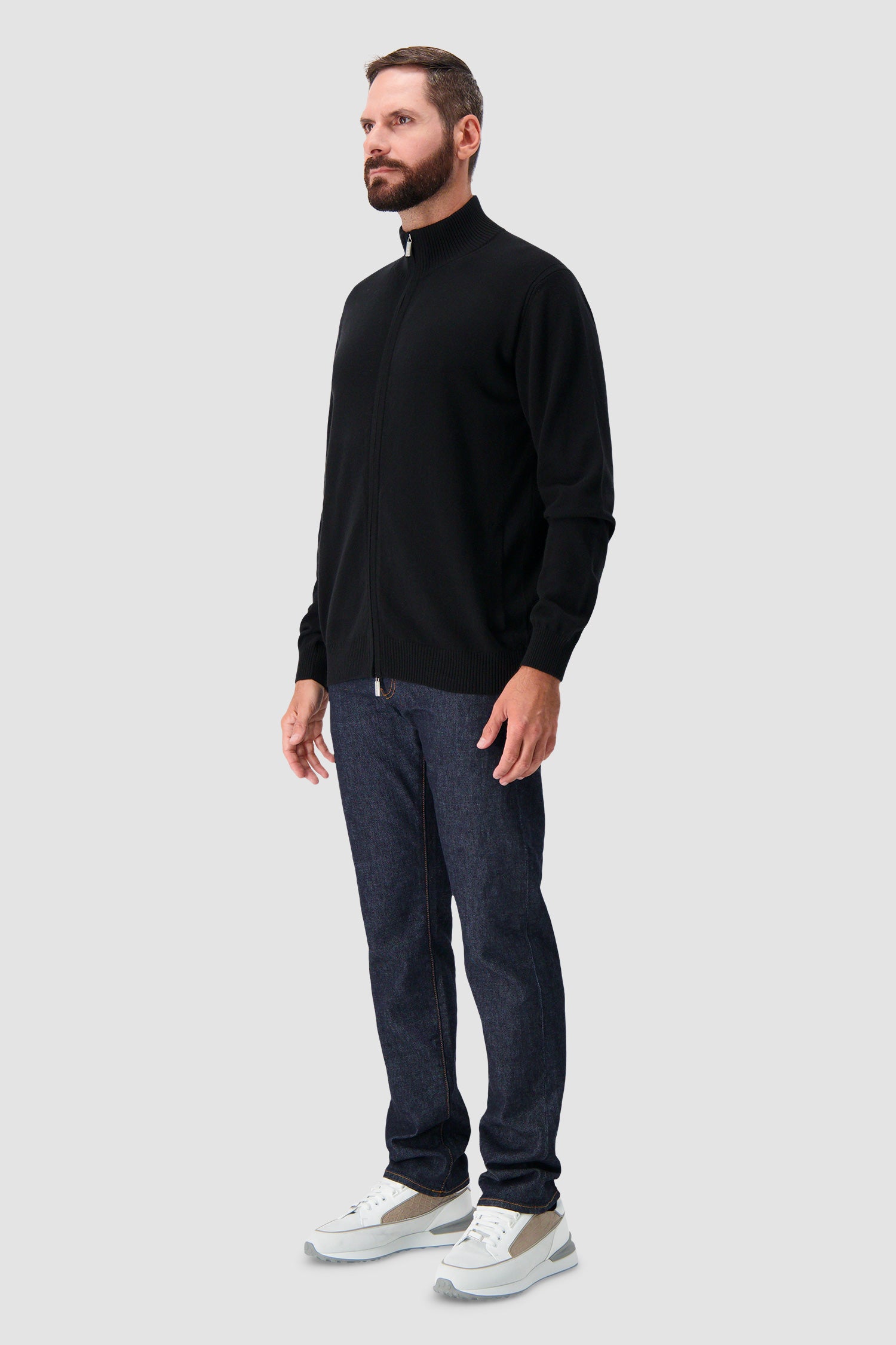 Pashmere Black Foggy Baby Cashmere Zip Sweater