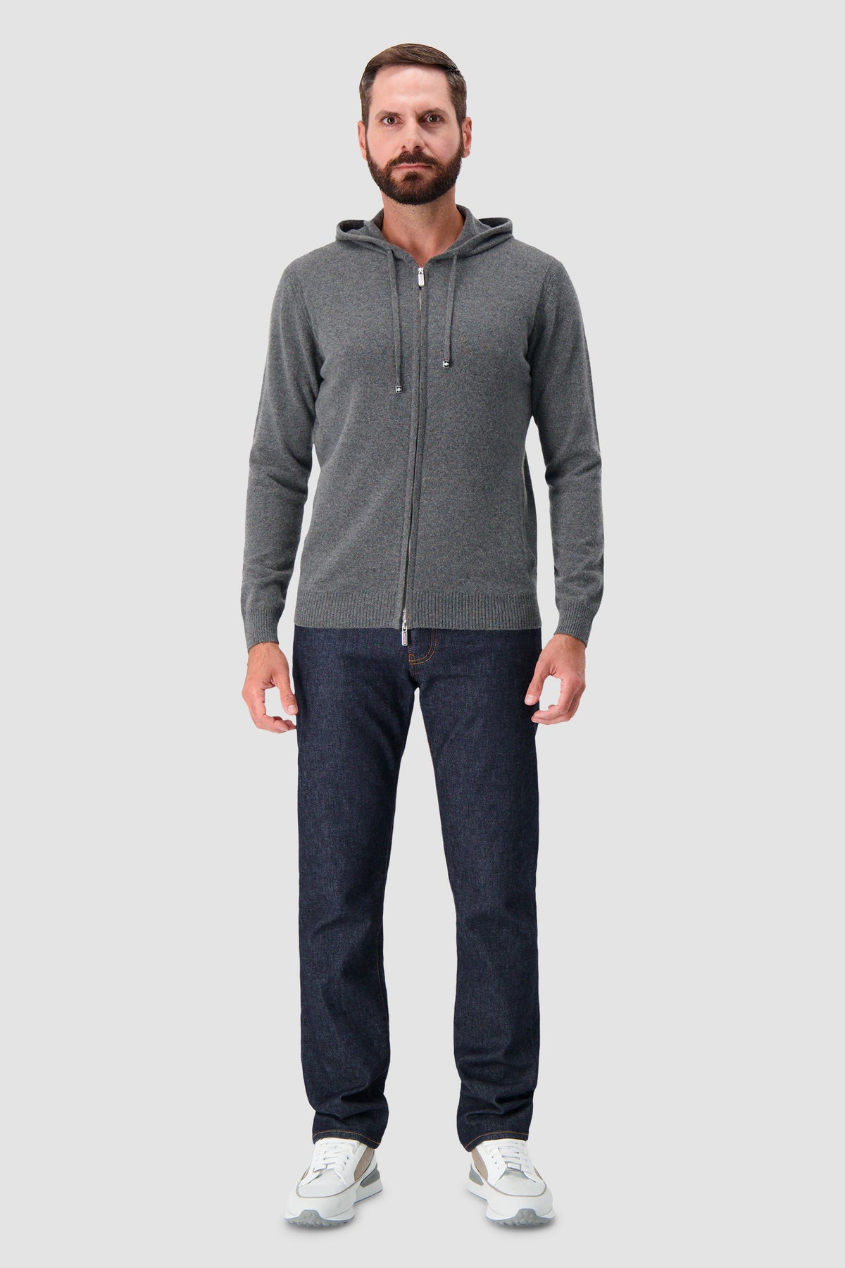Pashmere Grey Baby Cashmere Zip Hoodie
