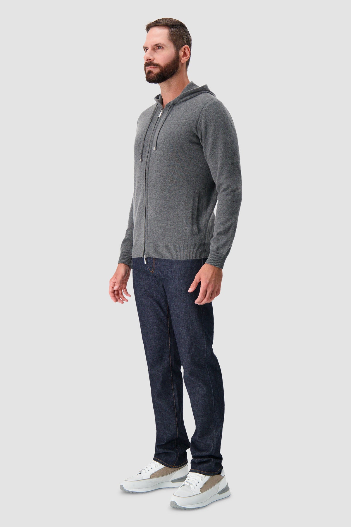 Pashmere Grey Baby Cashmere Zip Hoodie