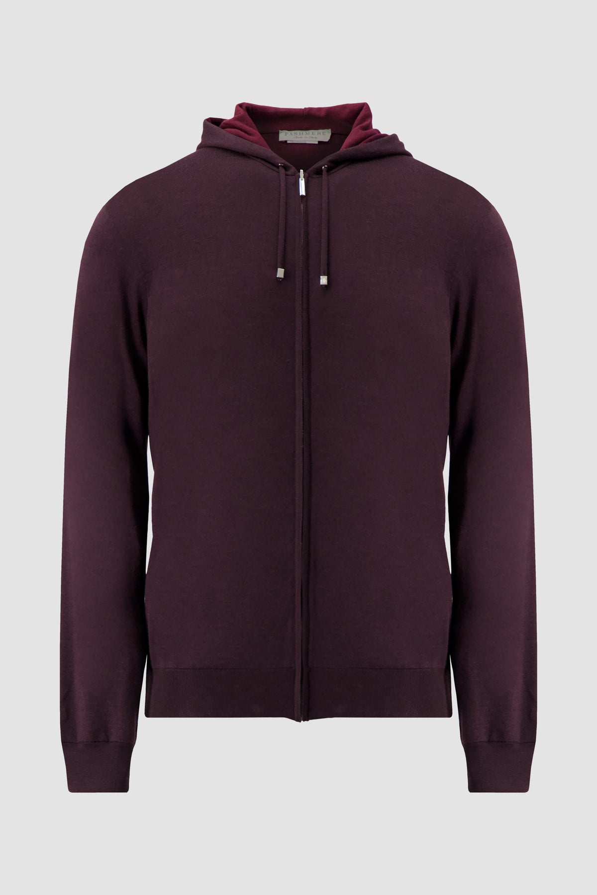Pashmere Burgundy Wool Silk Cashmere Zip Hoodie
