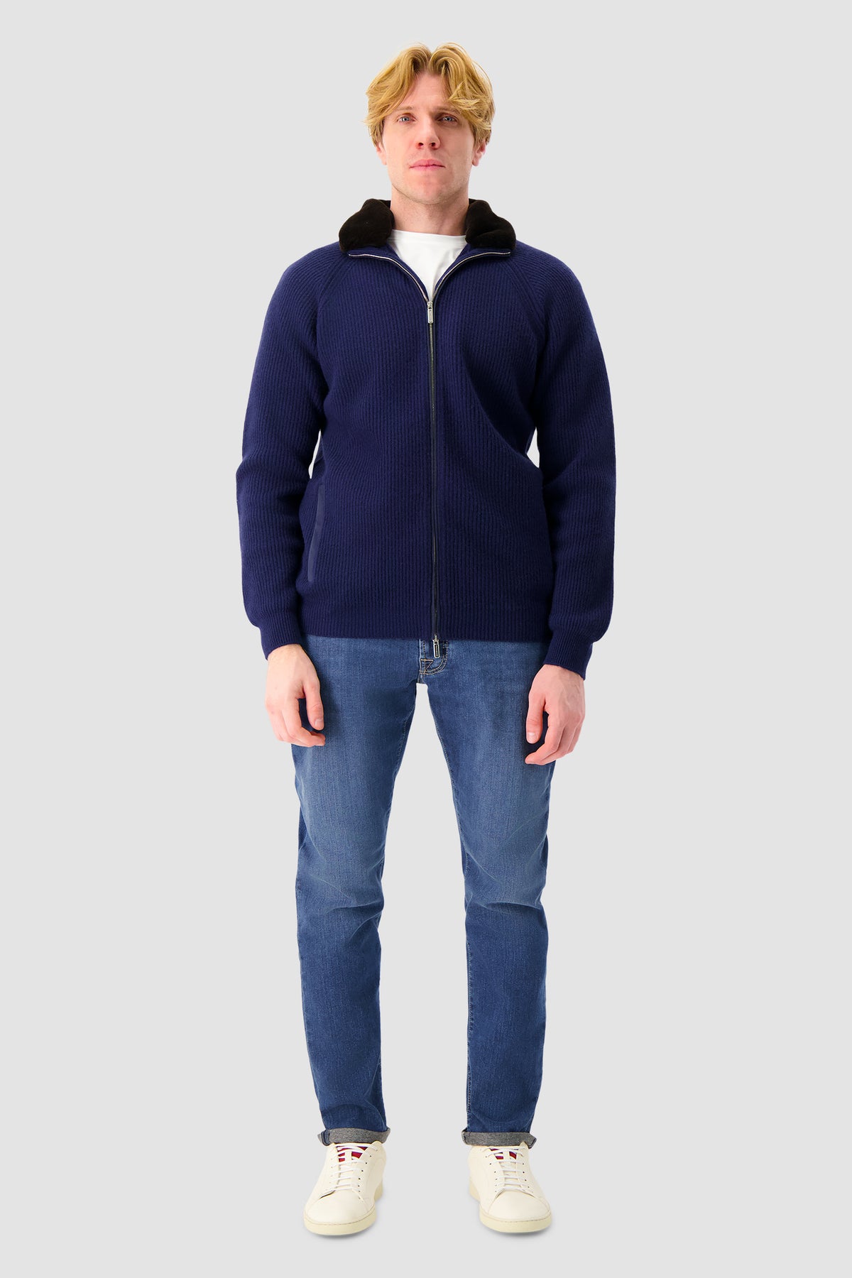 Veste en cachemire bleu Pashmere