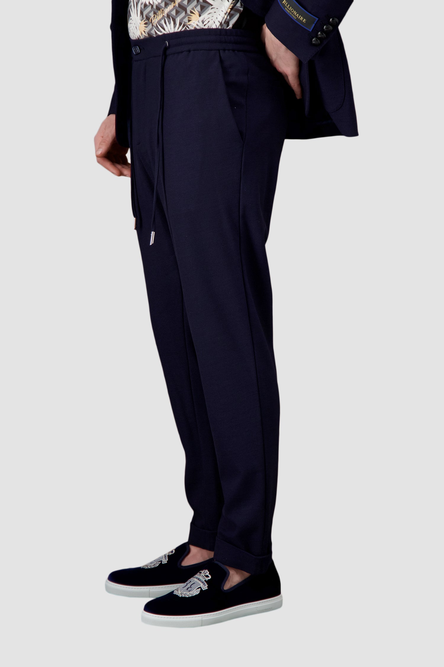 Billionaire Dark Blue Tailored Fit Crest Trousers
