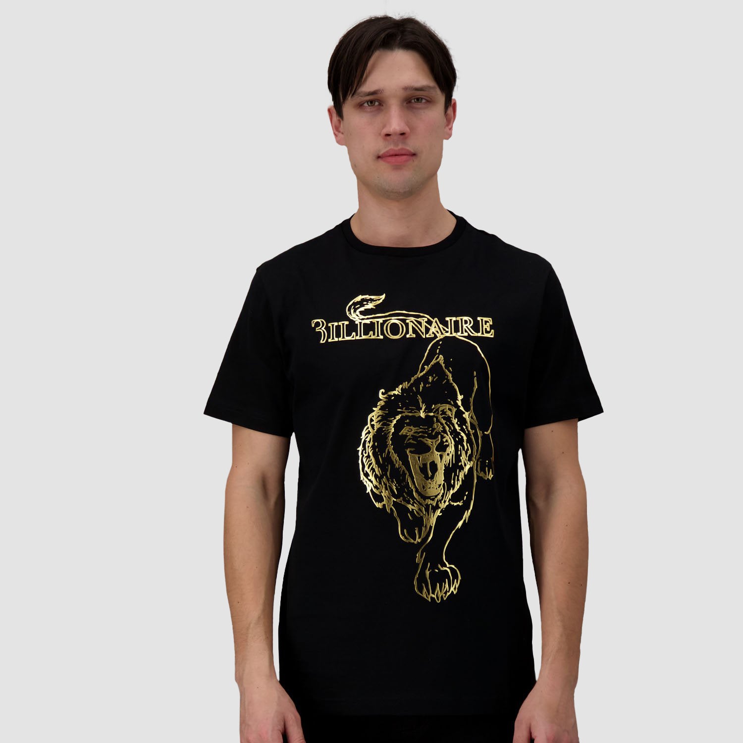 Billionaire Black/Gold SS Lion Round Neck T-Shirt