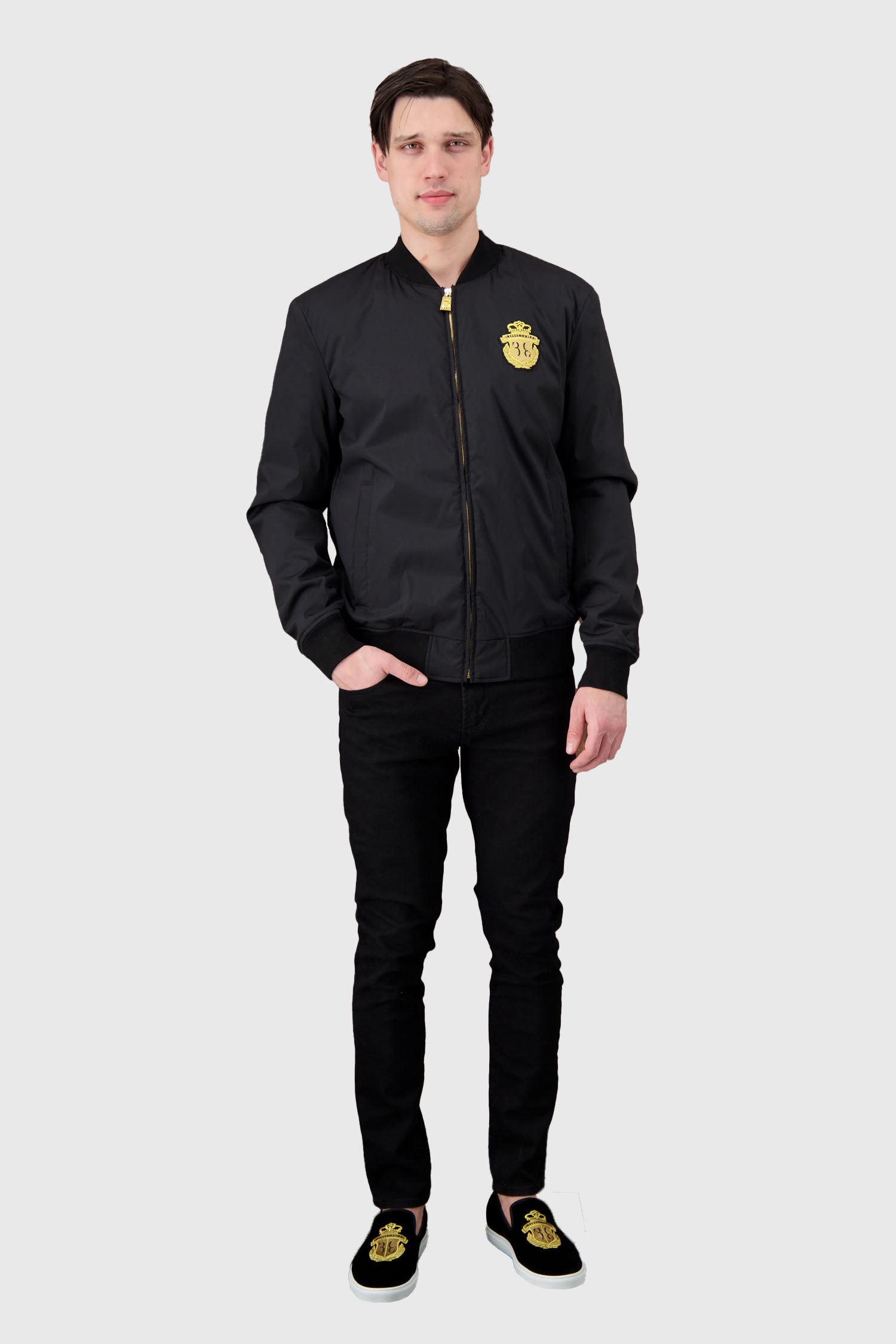 Billionaire Black Crest Bomber Jacket