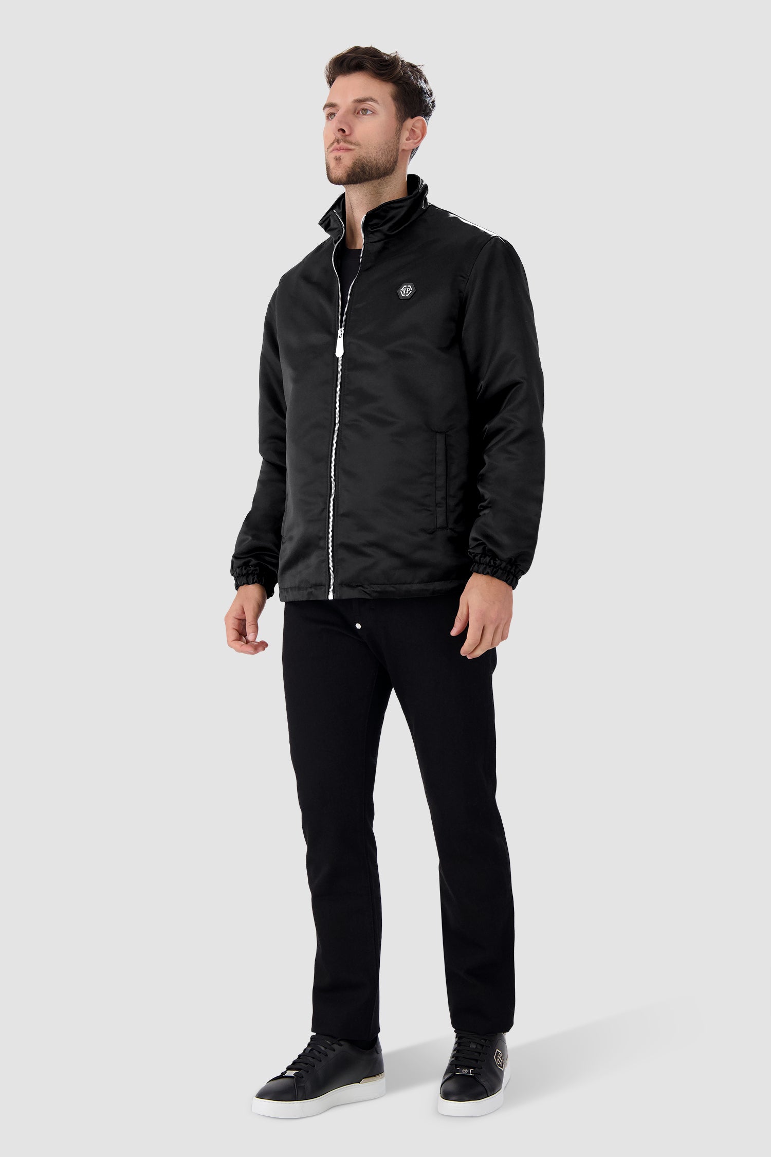 Philipp Plein Black Satin Windbreaker