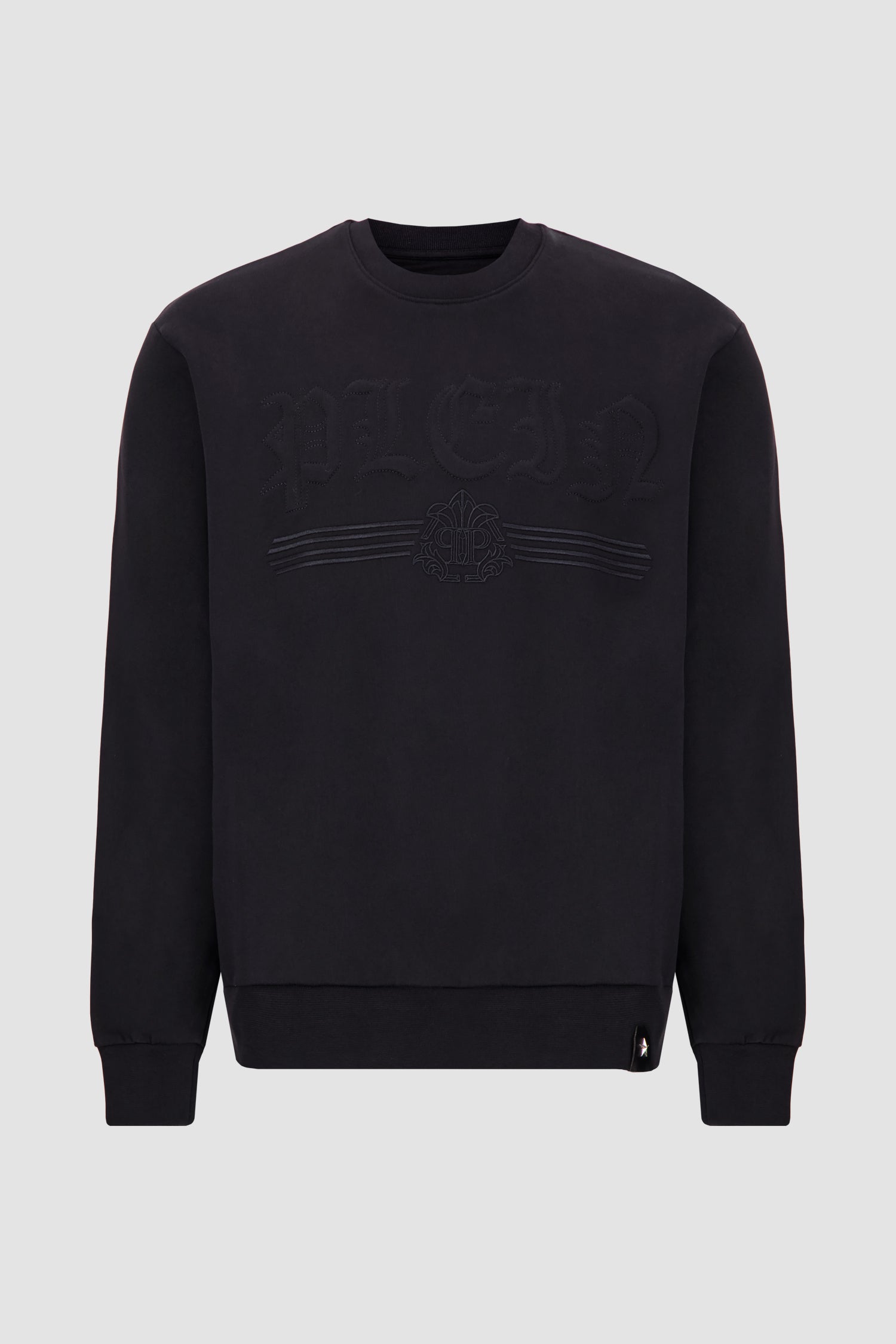 Philipp Plein Black Round Neck Gothic Plein Sweatshirt