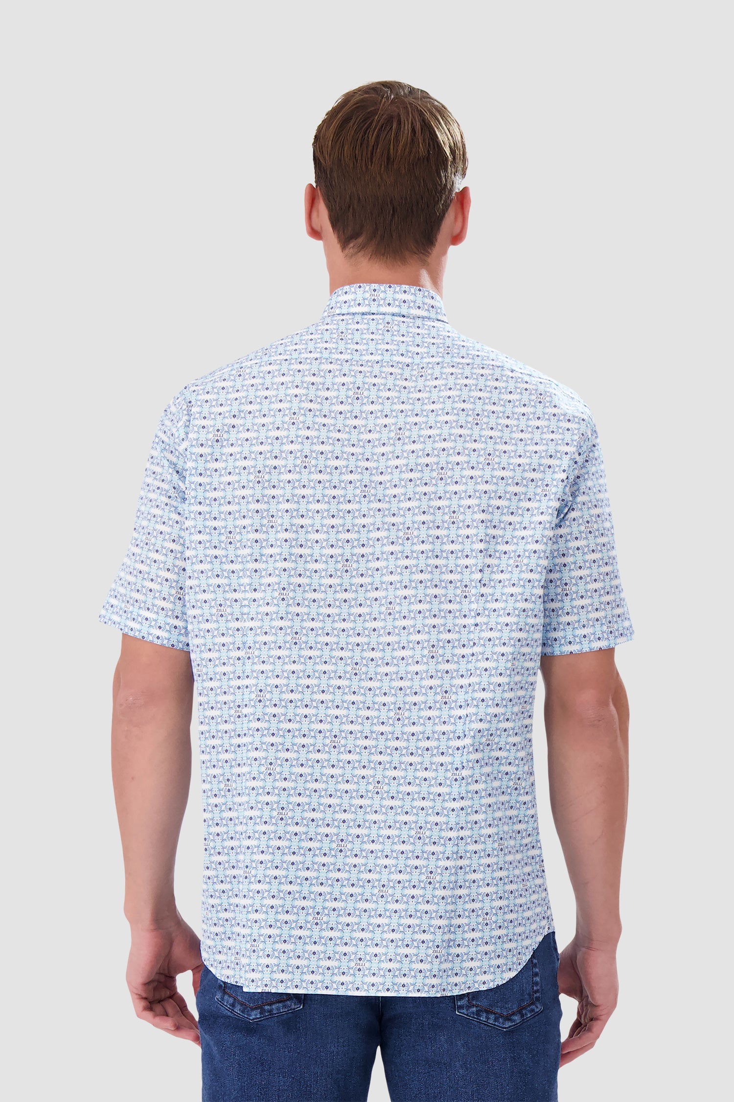 Zilli Blue/White Short Sleeve Shirt