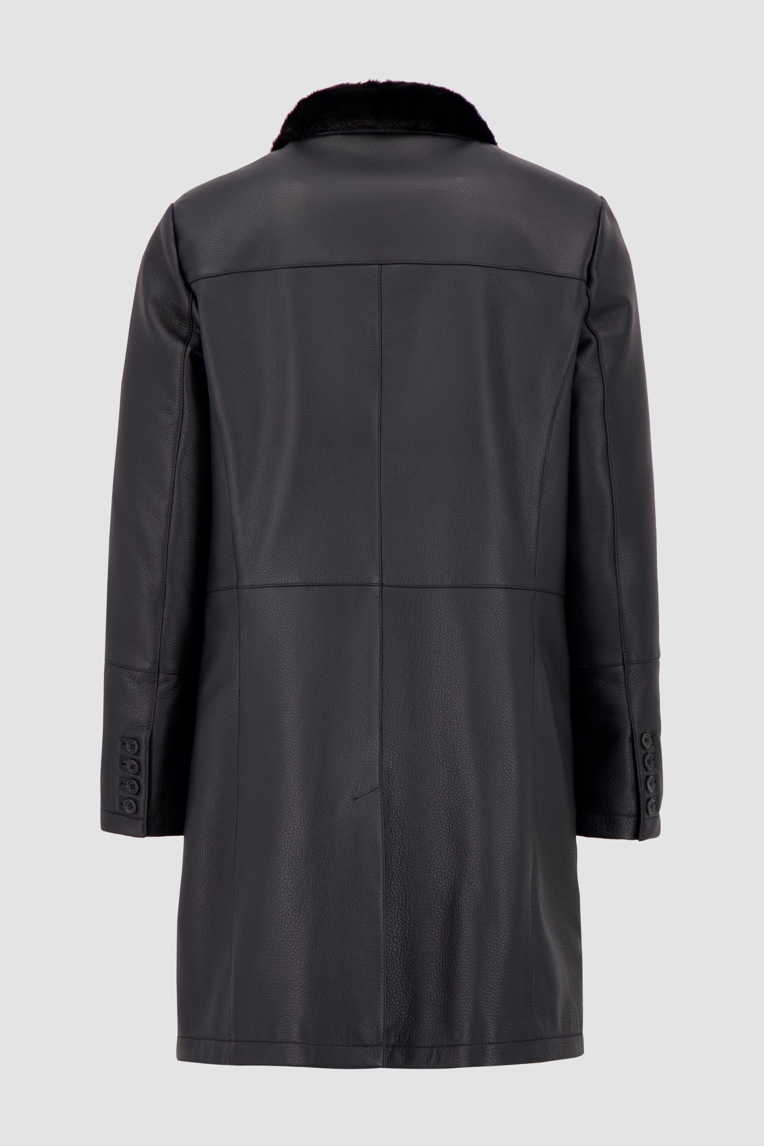 Hettabretz Black Deer Leather And Mink Long Jacket