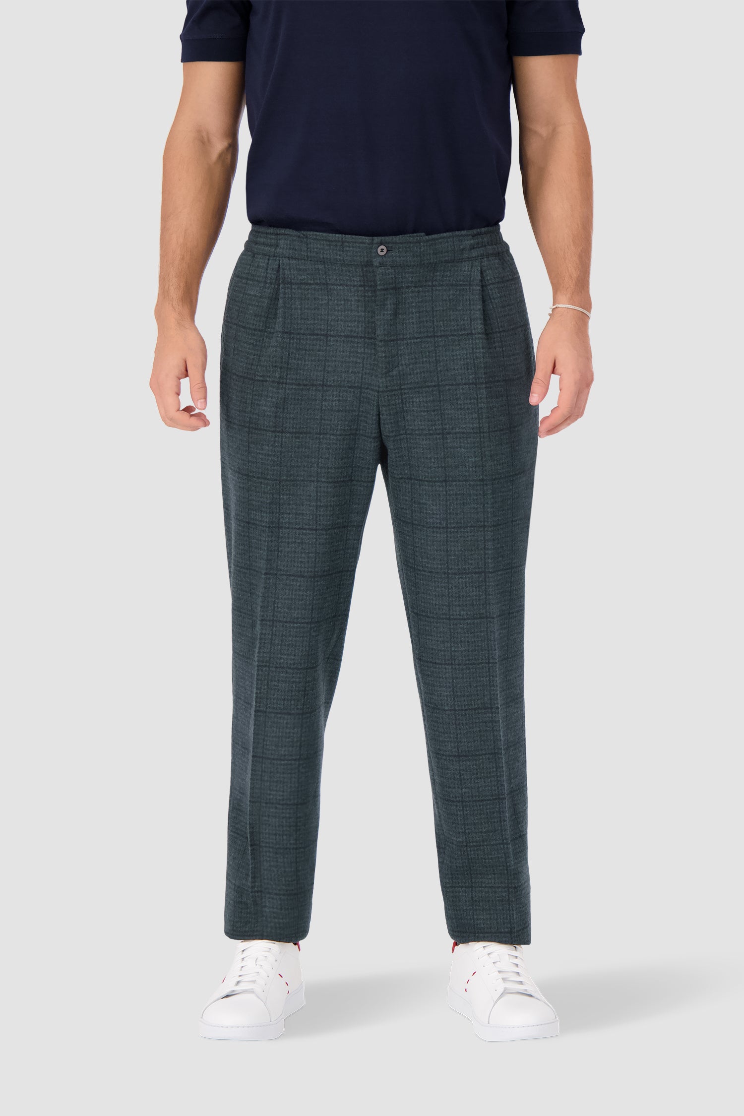 Kiton Green Plaid Trousers