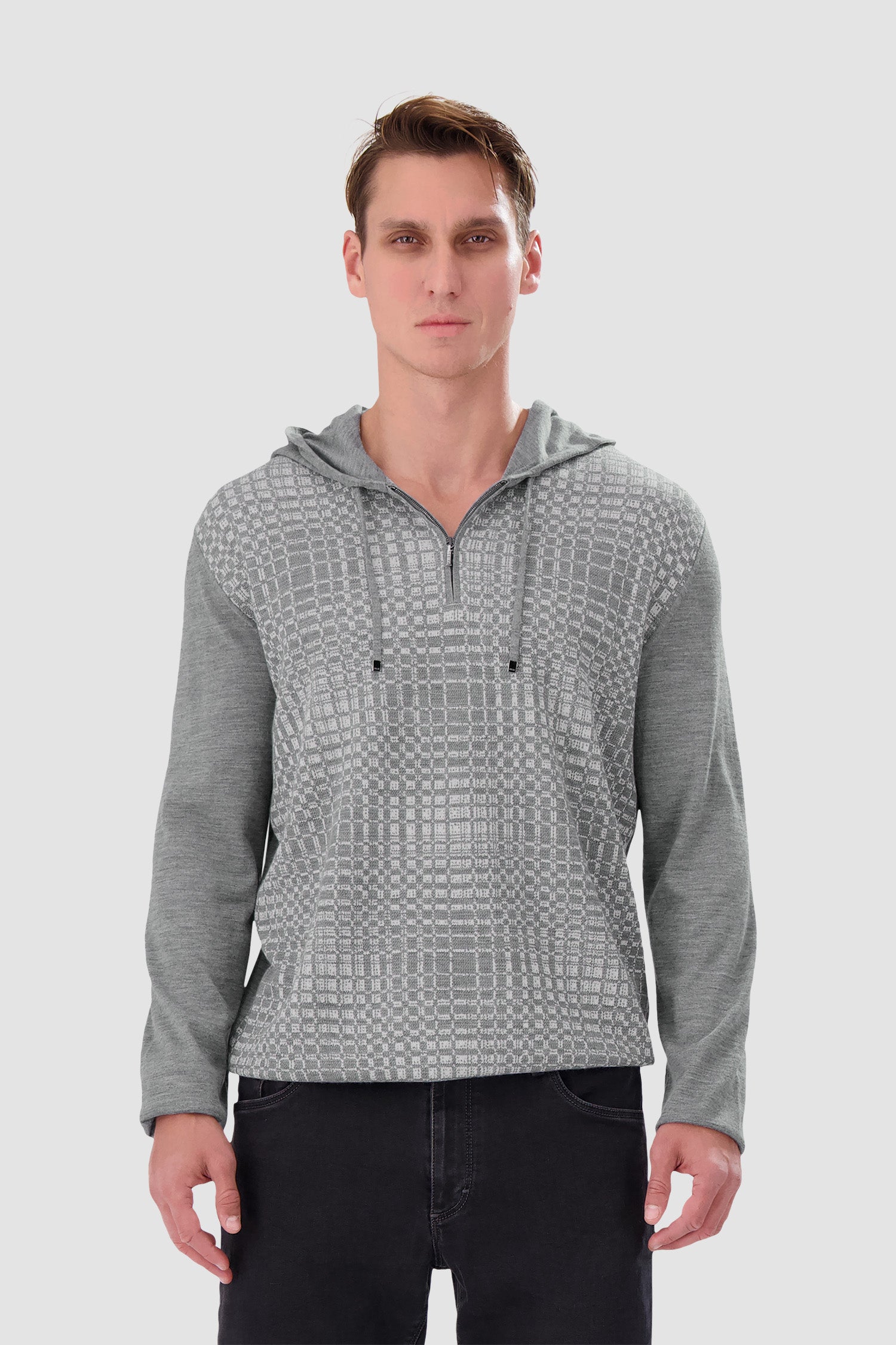 Zilli Grey Zipped Sweater with Hood