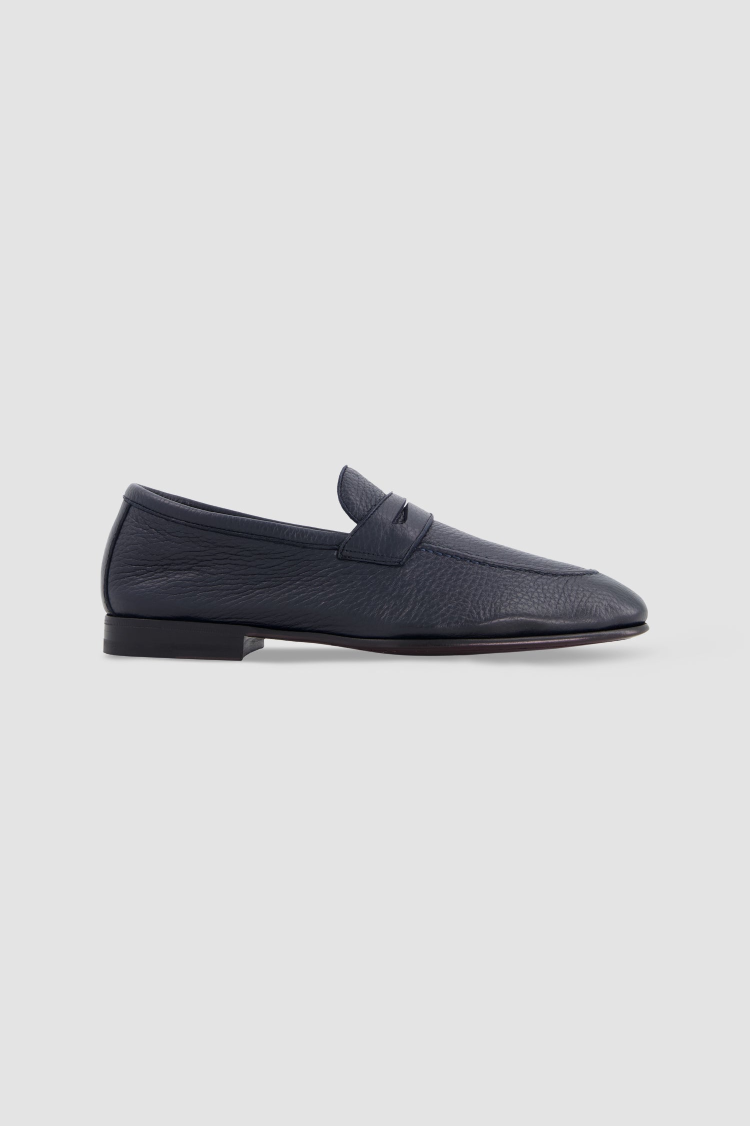 Testoni Pebbled Calfskin Penny Loafers