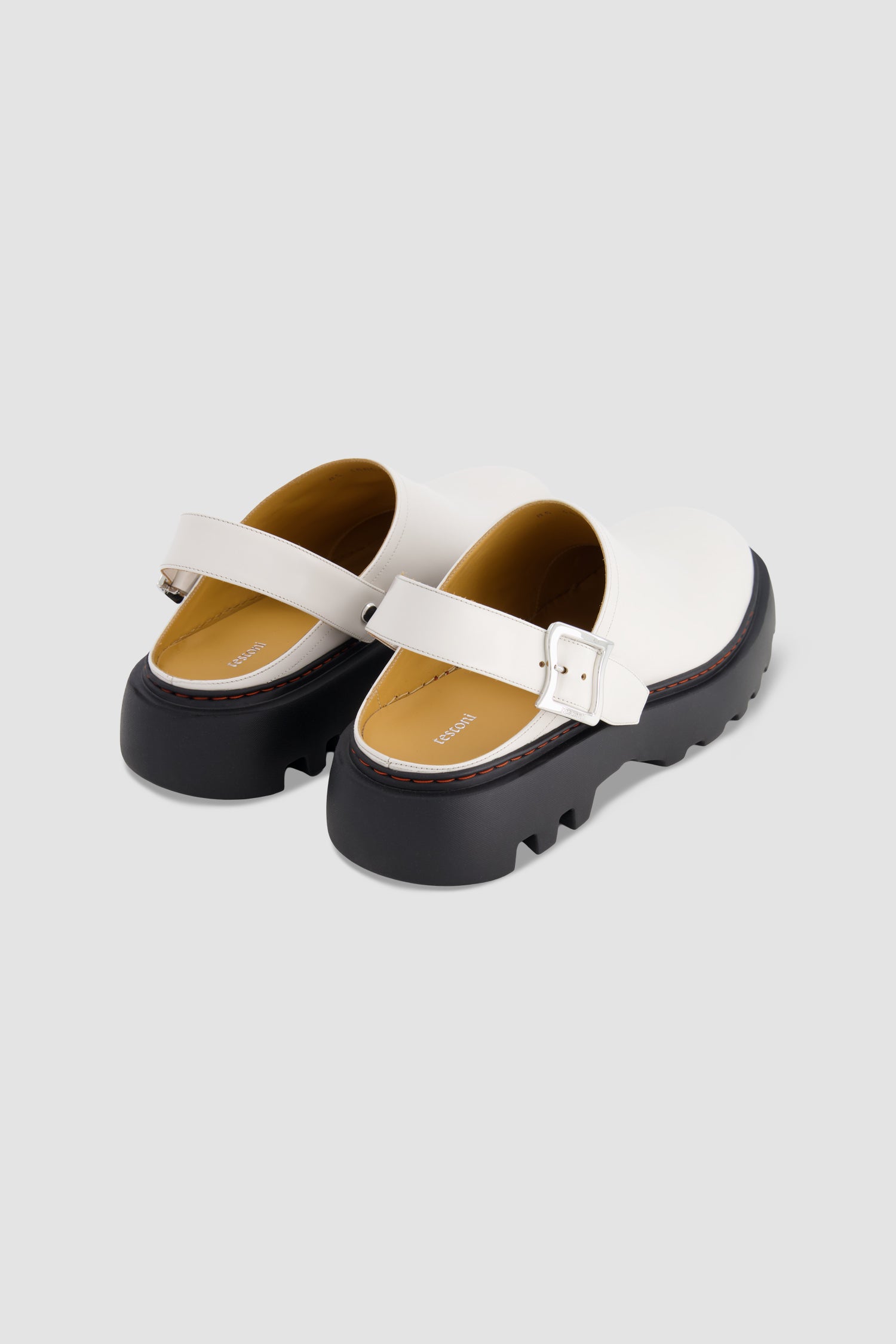 White Calf Leather Slingback Clogs