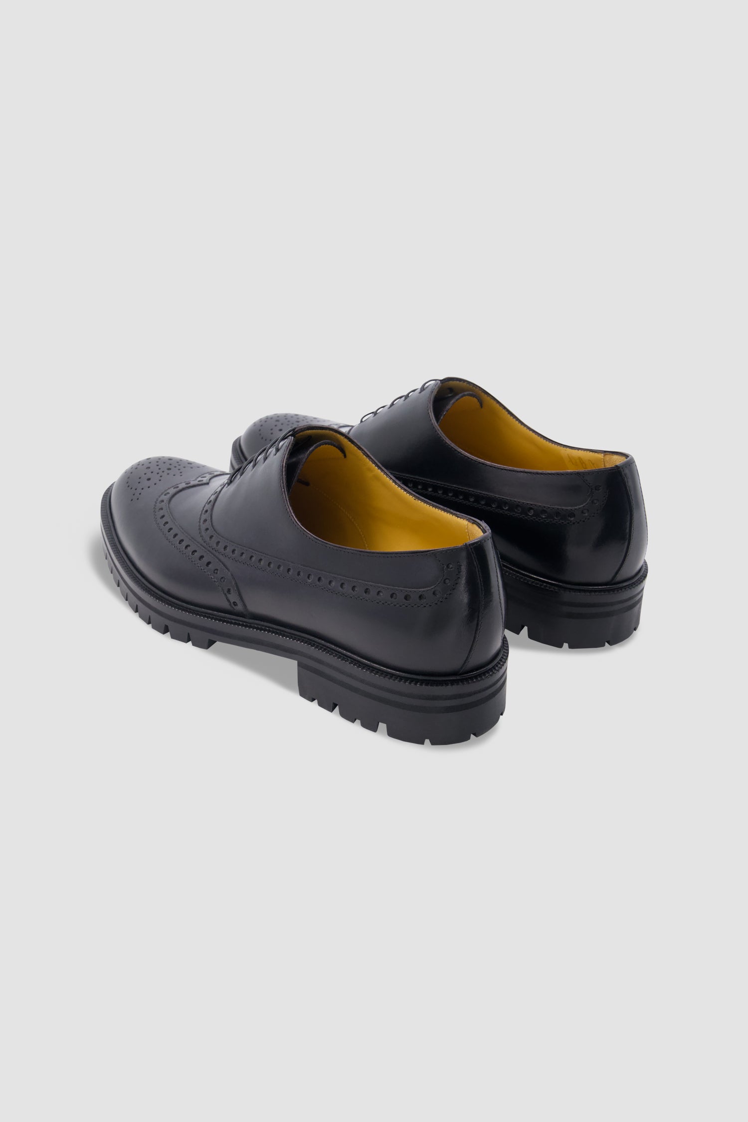 Testoni Black Leather Wingtip Oxford Shoes
