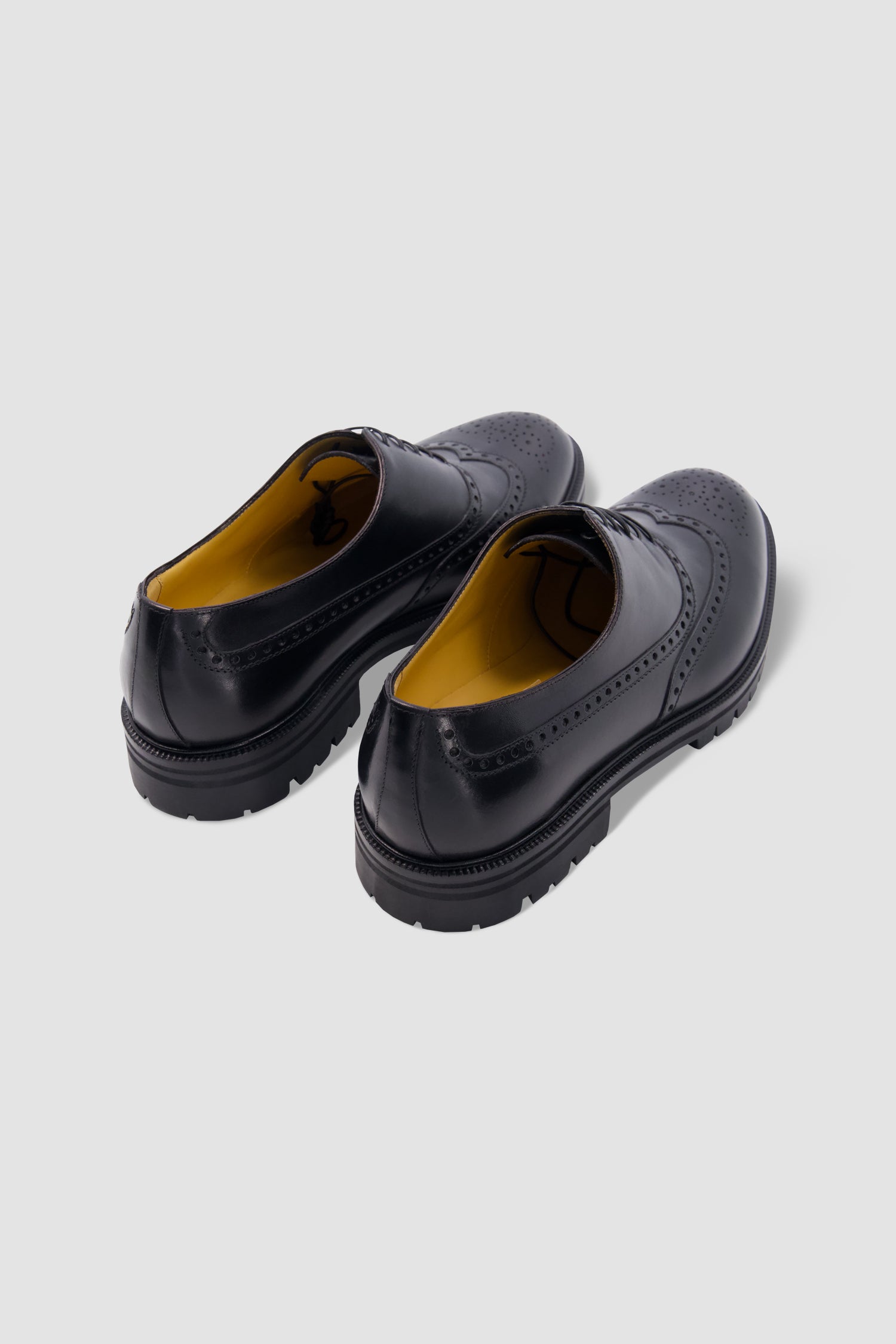 Testoni Black Leather Wingtip Oxford Shoes