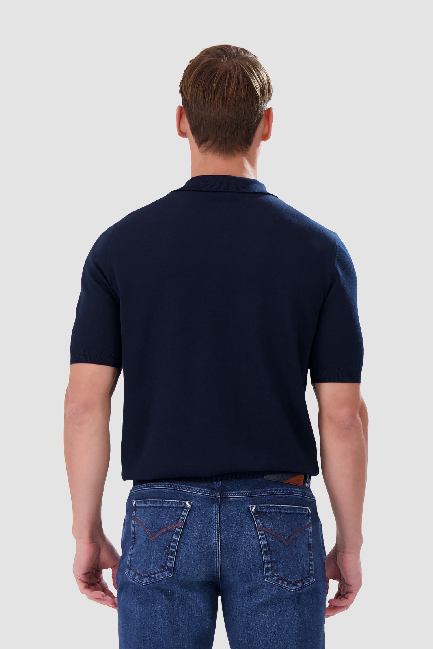 Zilli Navy Zip Short Sleeves Polo with Croc