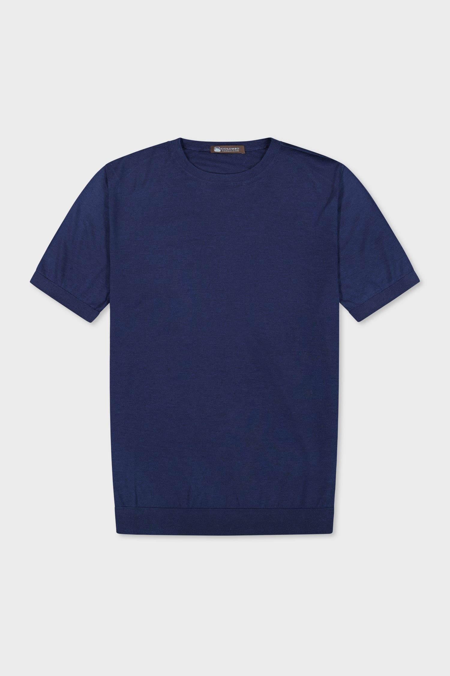 Lanificio Colombo Navy Cashmere Round Neck SS T-Shirt