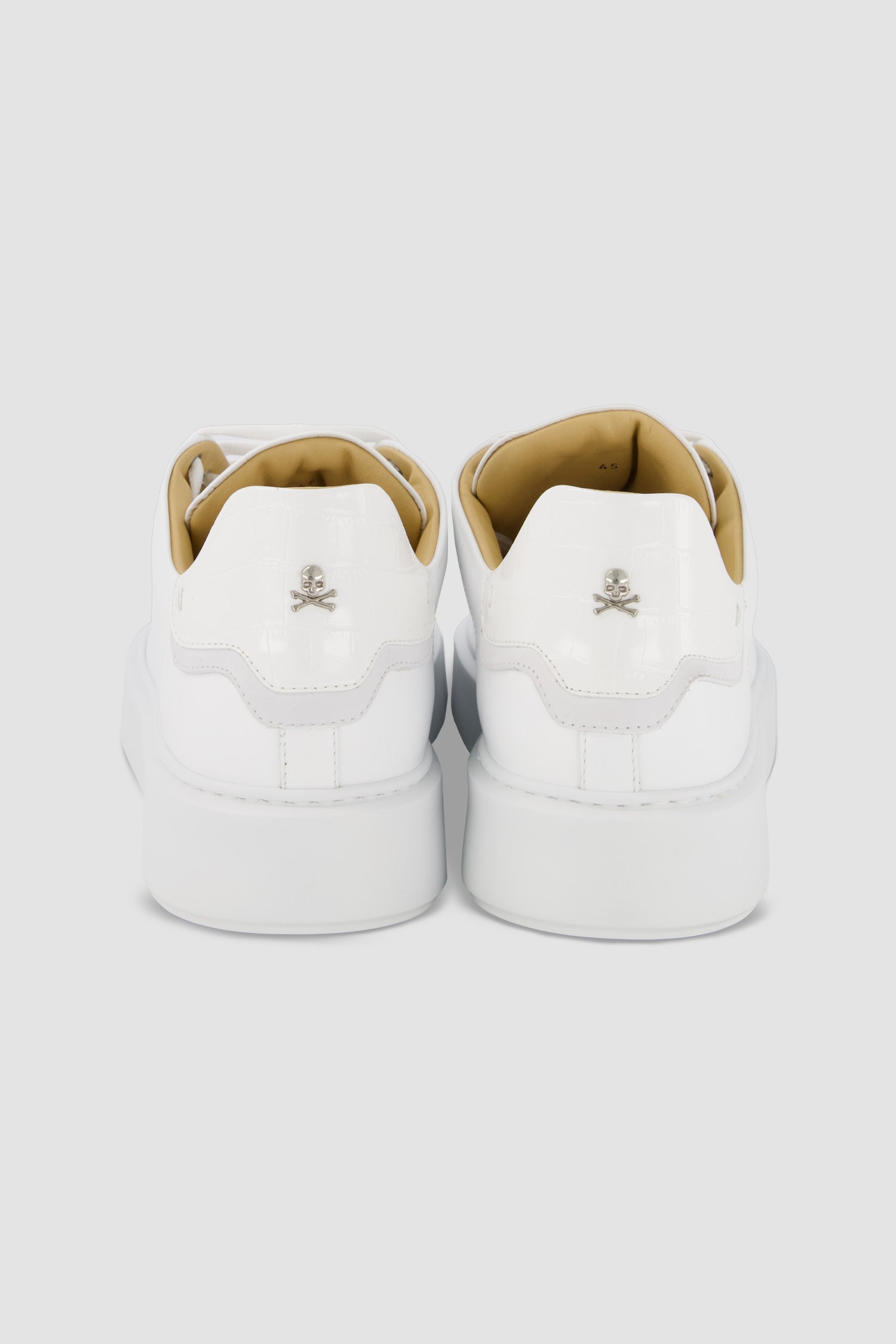 Philipp Plein White Leather Lo-Top Hexagon Sneakers