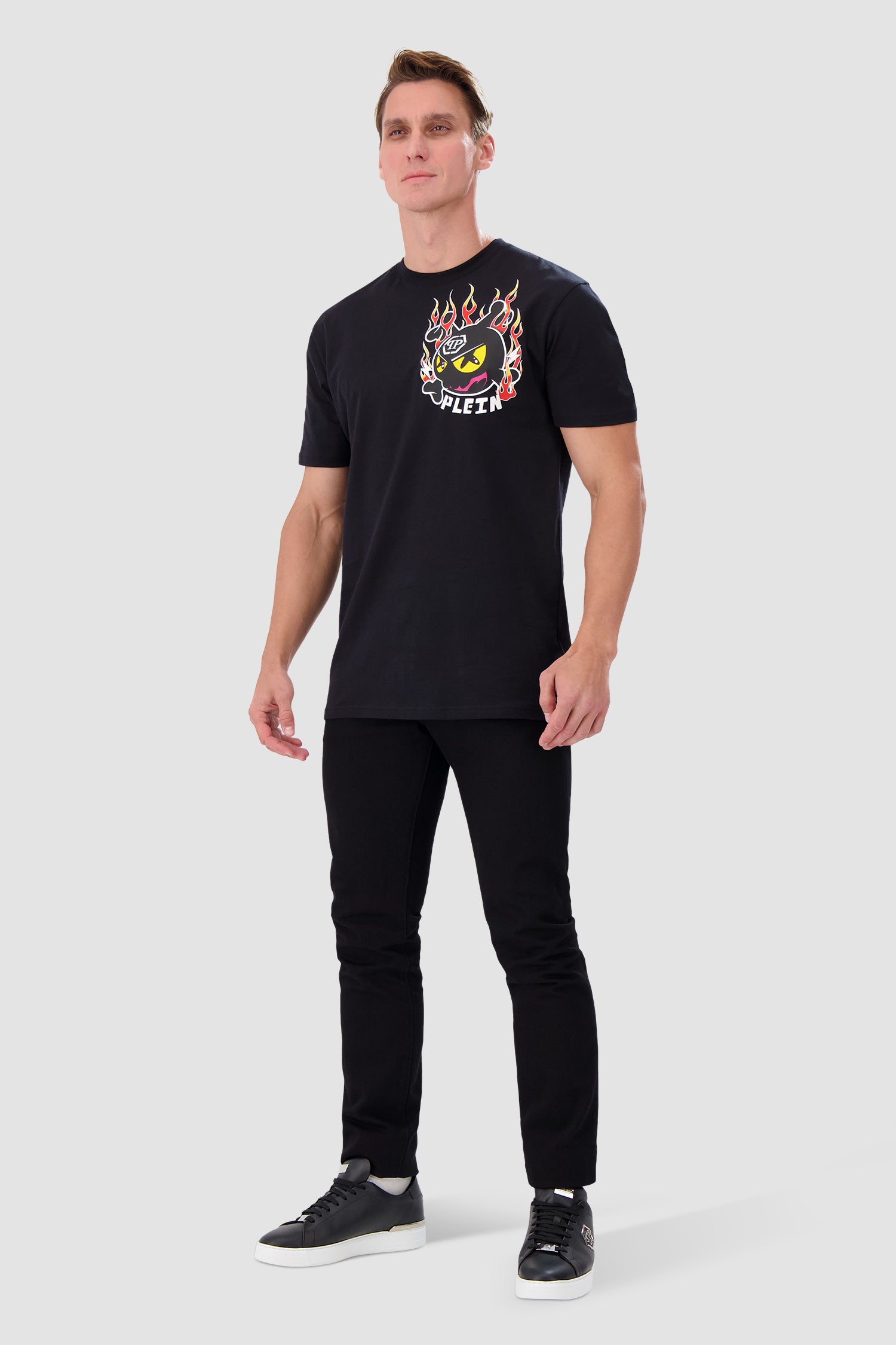 Philipp Plein Black Round Neck SS T-shirt