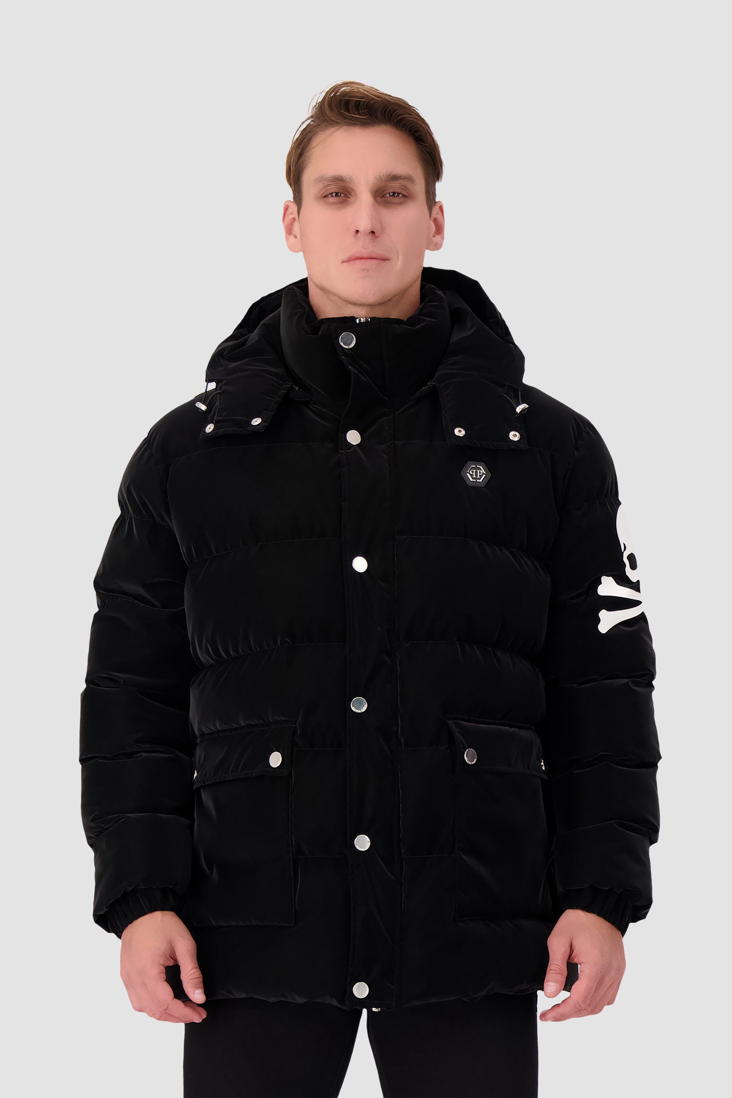 Philipp Plein Black Skull&Bones Padded Jacket