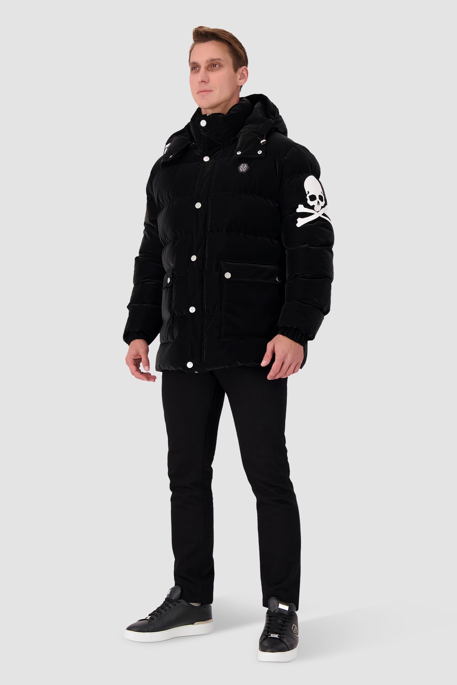 Philipp Plein Black Skull&Bones Padded Jacket