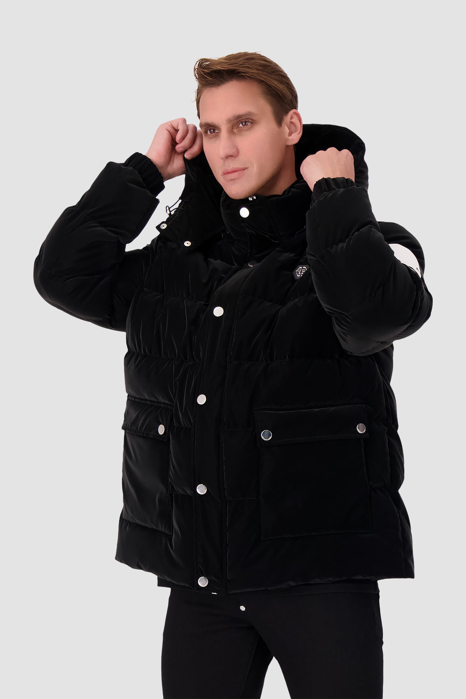 Philipp Plein Black Skull&Bones Padded Jacket