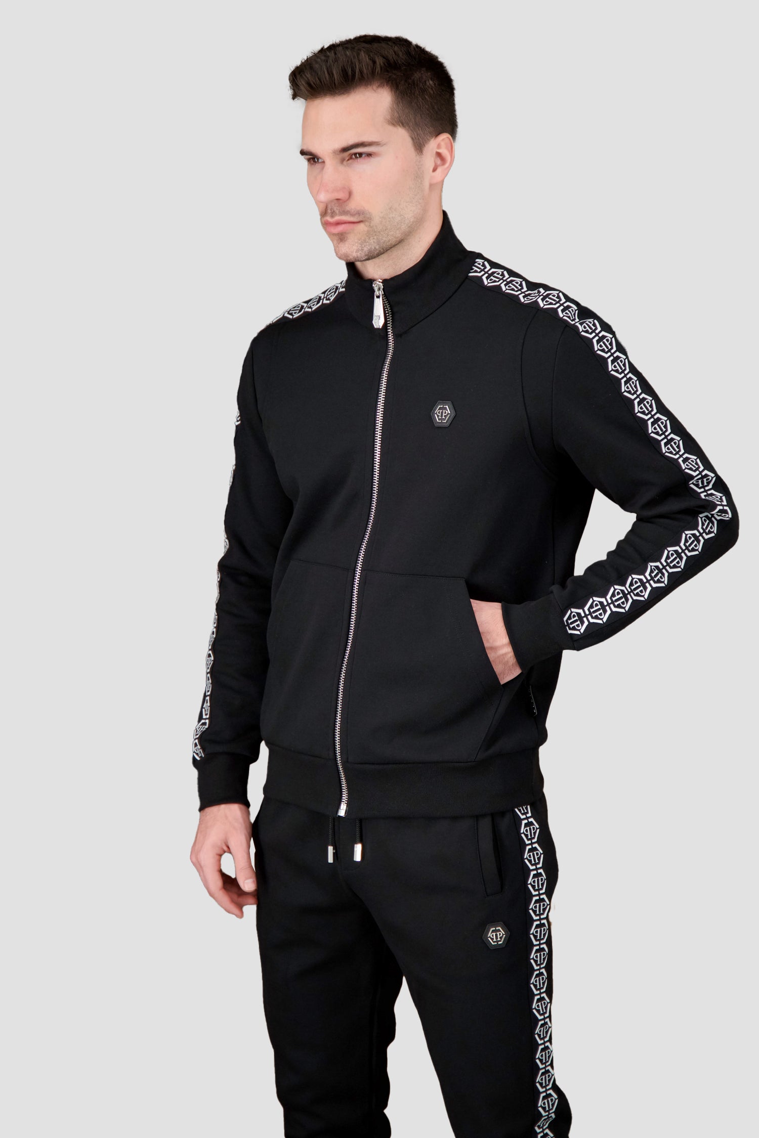 Philipp Plein Black Hexagon Jogging Jacket