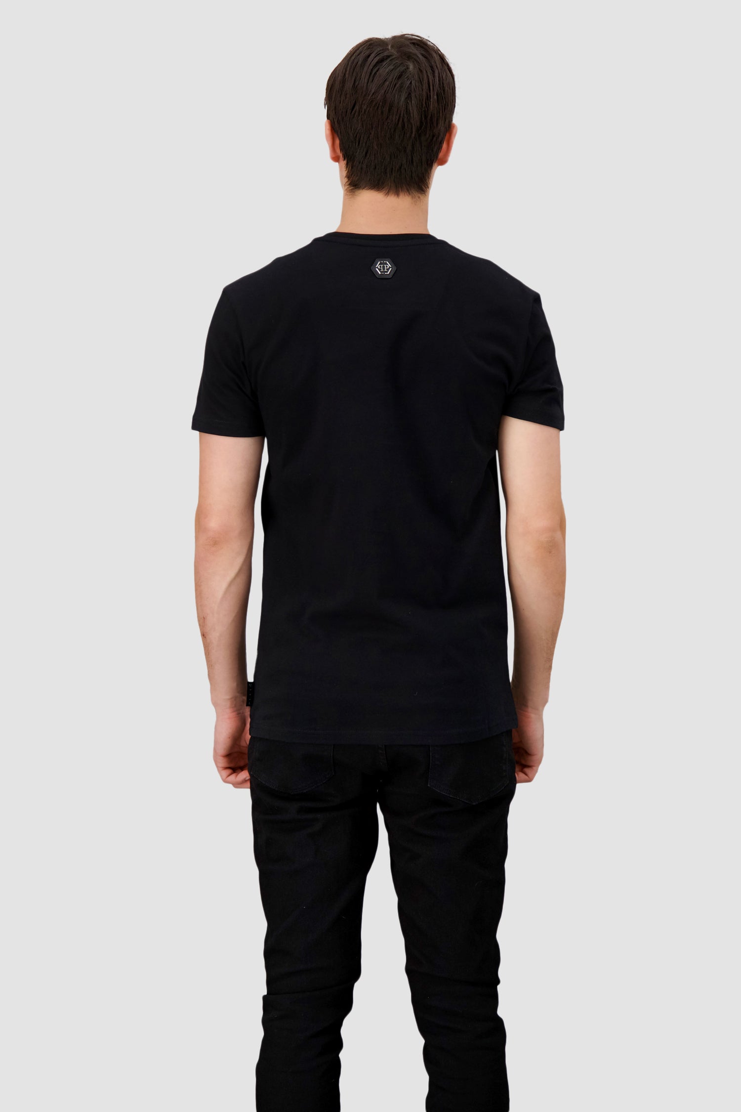 Philipp Plein Black SS Hexagon Round Neck T-Shirt