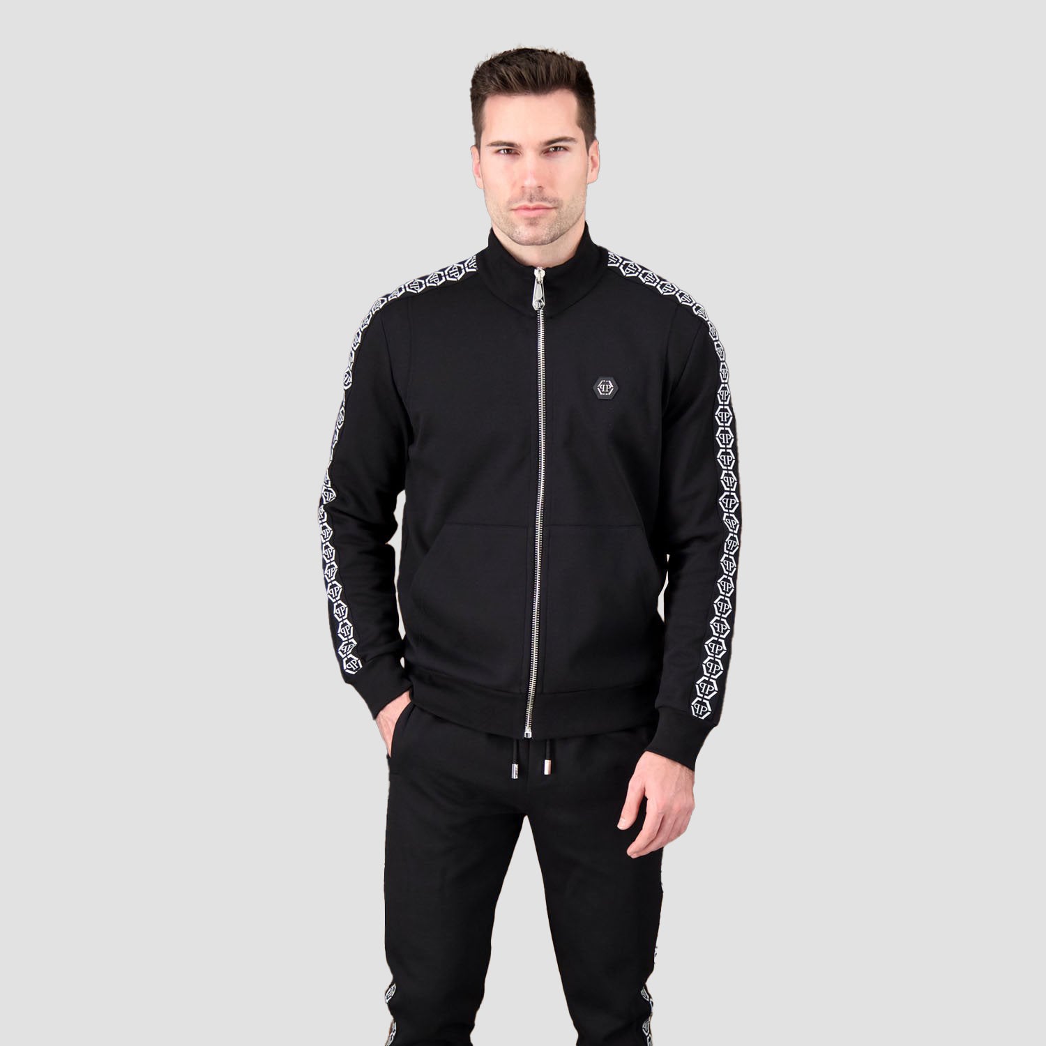 Philipp Plein Black Hexagon Jogging Jacket