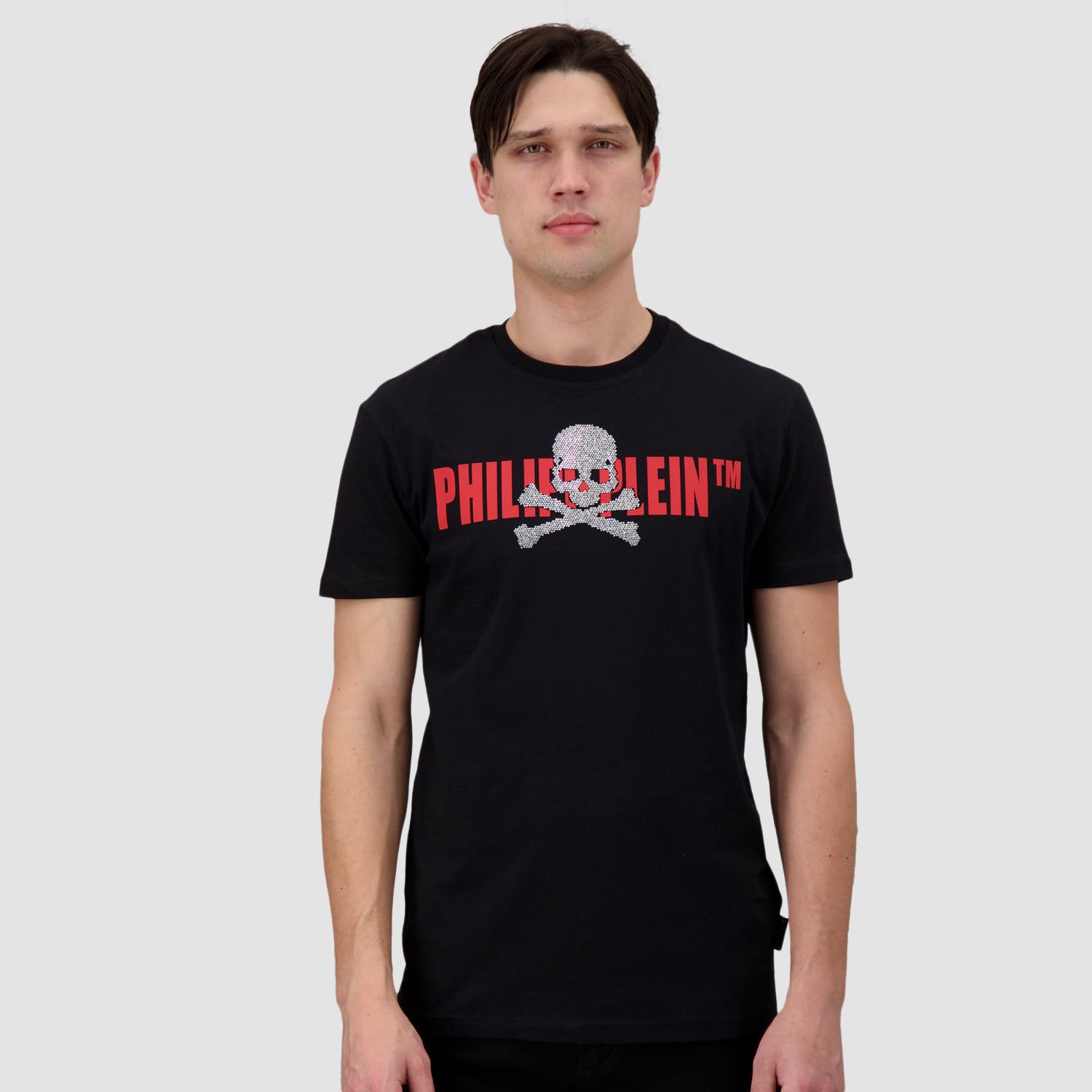 Philipp Plein Black/Red Round Neck SS Skull Strass T-Shirt