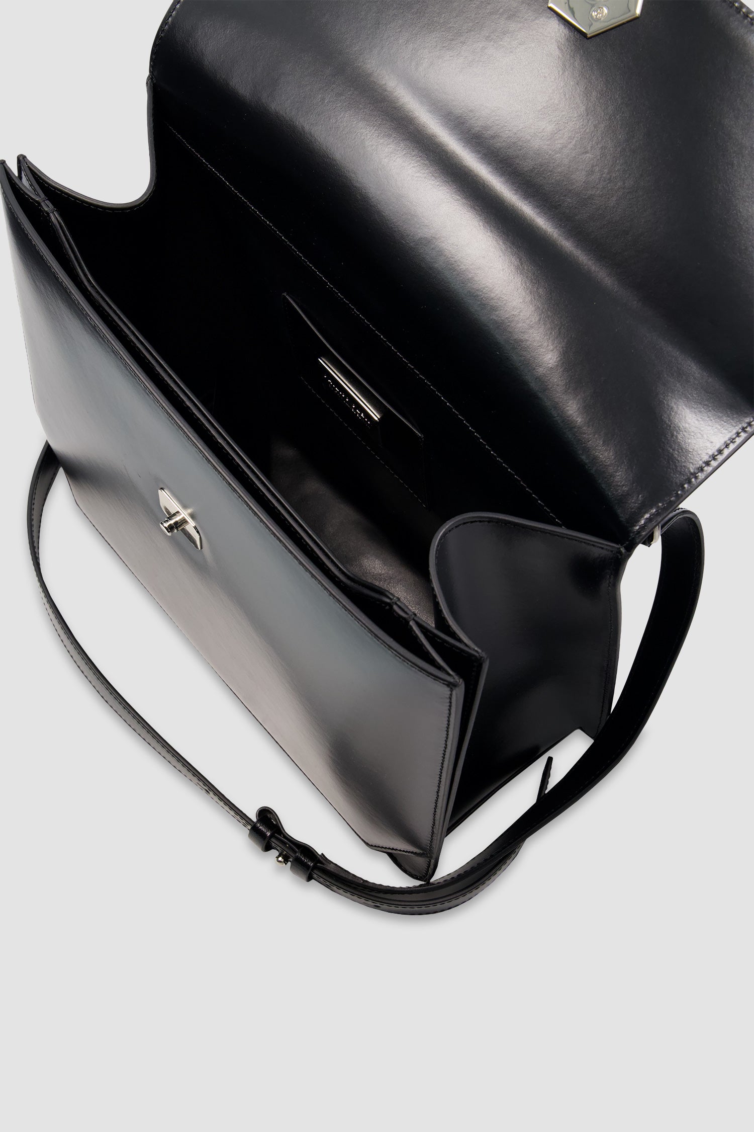Philipp Plein Black Superheroine Large Hexagon Leather Handle Bag