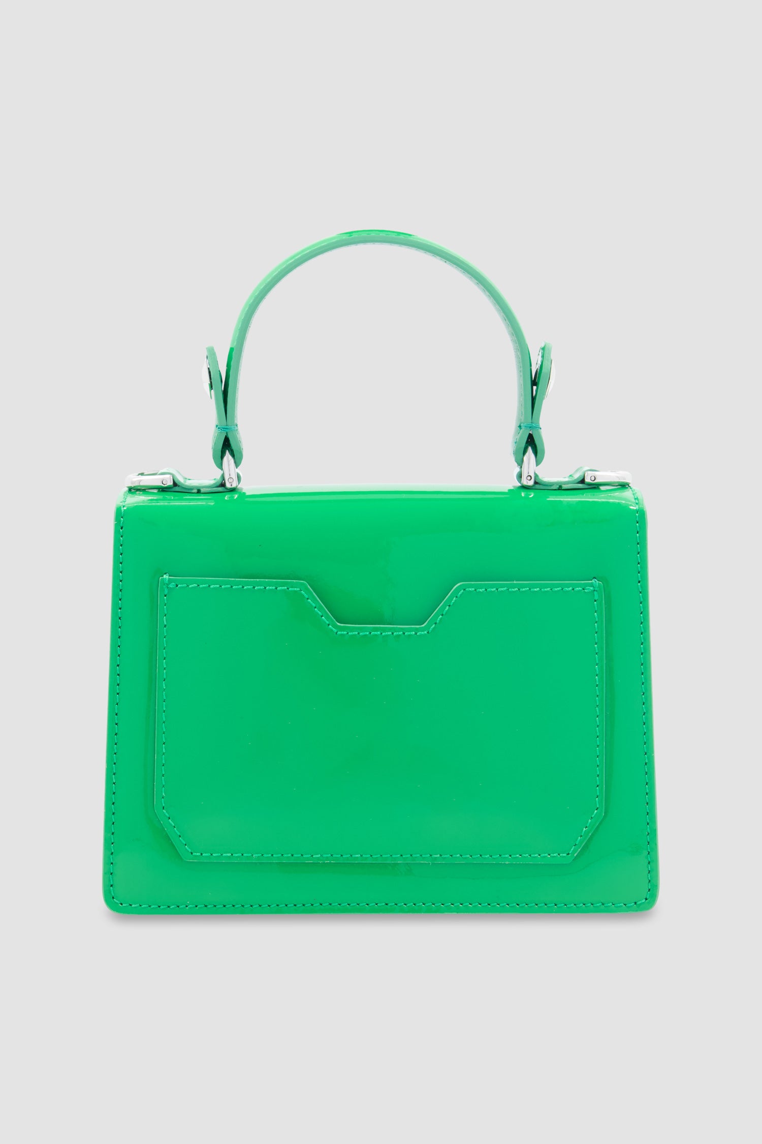 Philipp Plein Green Leather Small Patent Superheroine Handle Bag