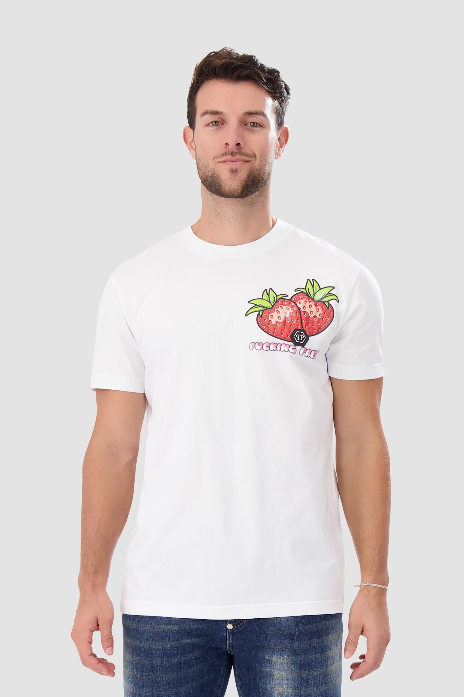 Philipp Plein White round neck SS Tutti Frutti 011S24 T-shirt