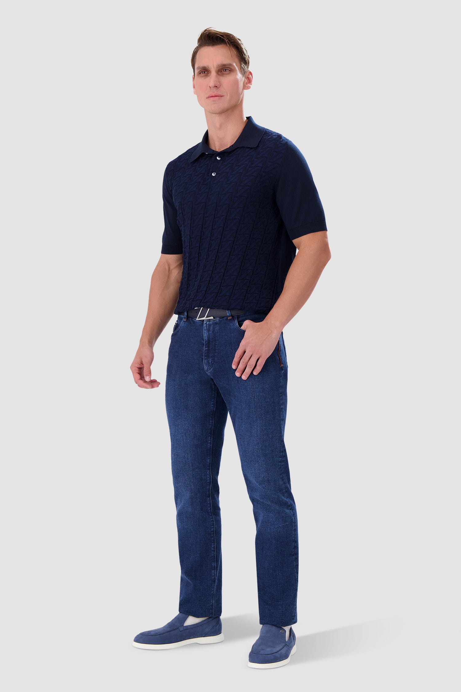 Zilli Navy Button Short Sleeves Polo