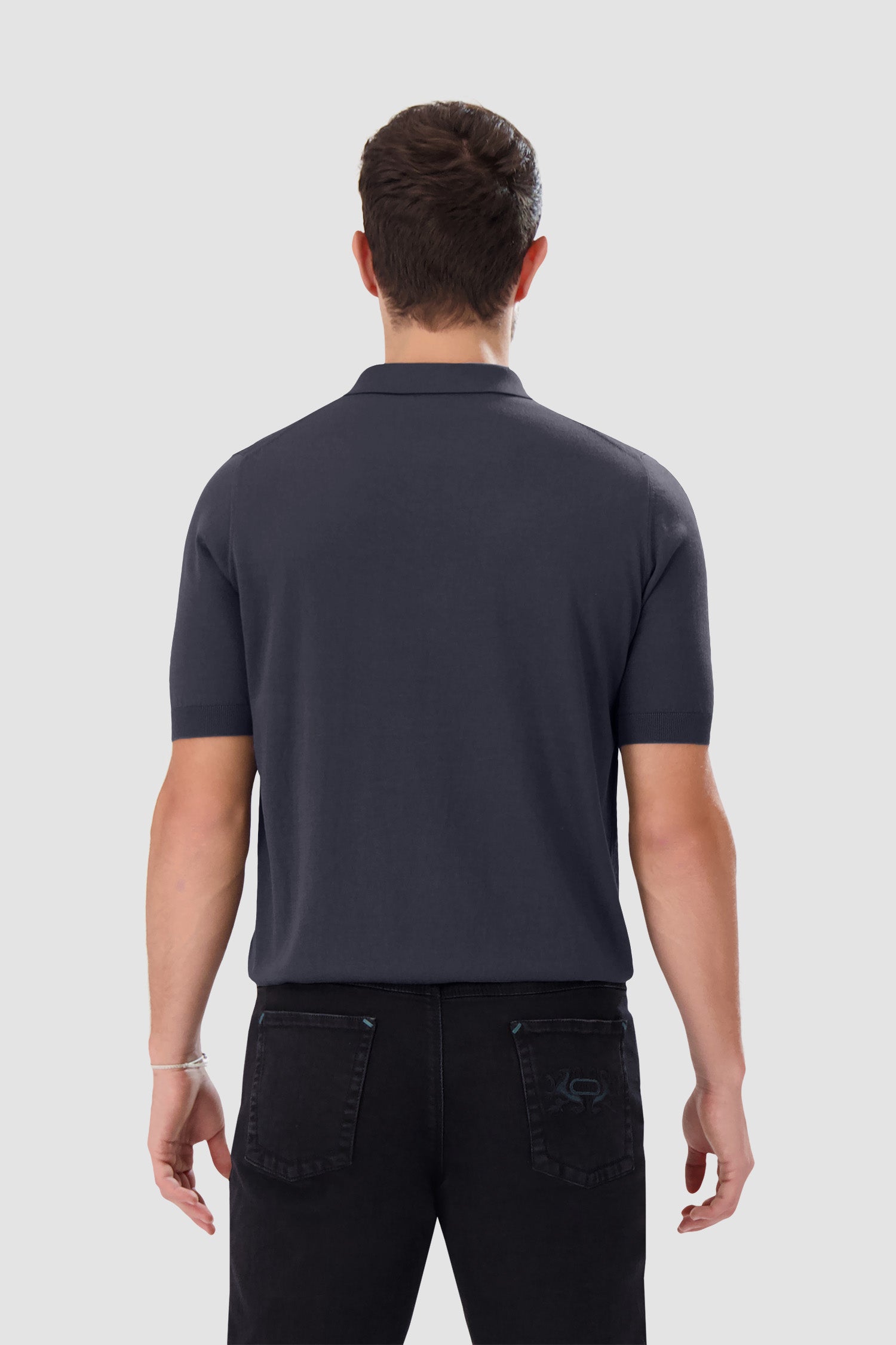 Zilli Grey Zip Short Sleeves Polo