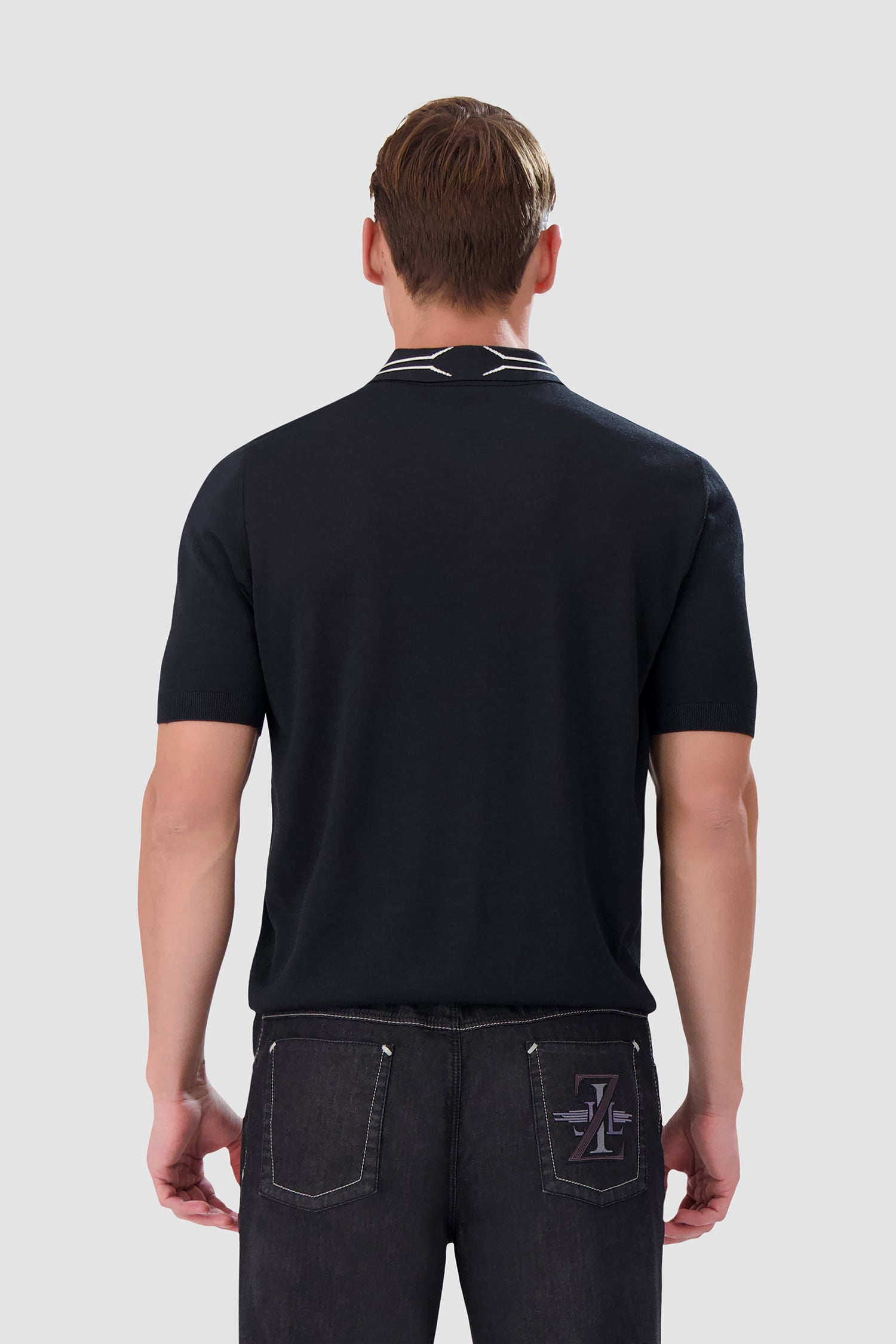 Zilli Black Button Short Sleeves Polo