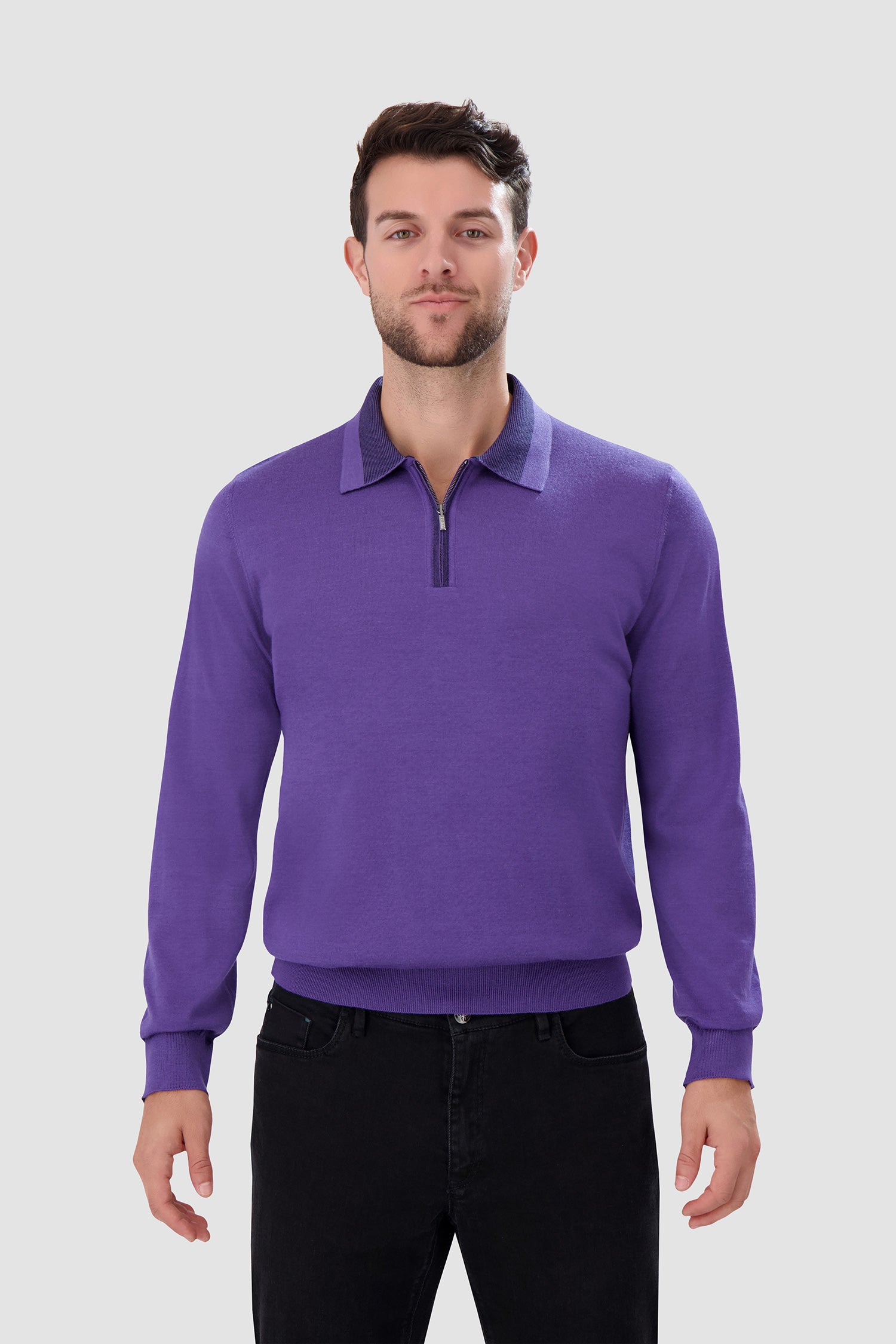 Zilli Purple Zipped Collar Sweater