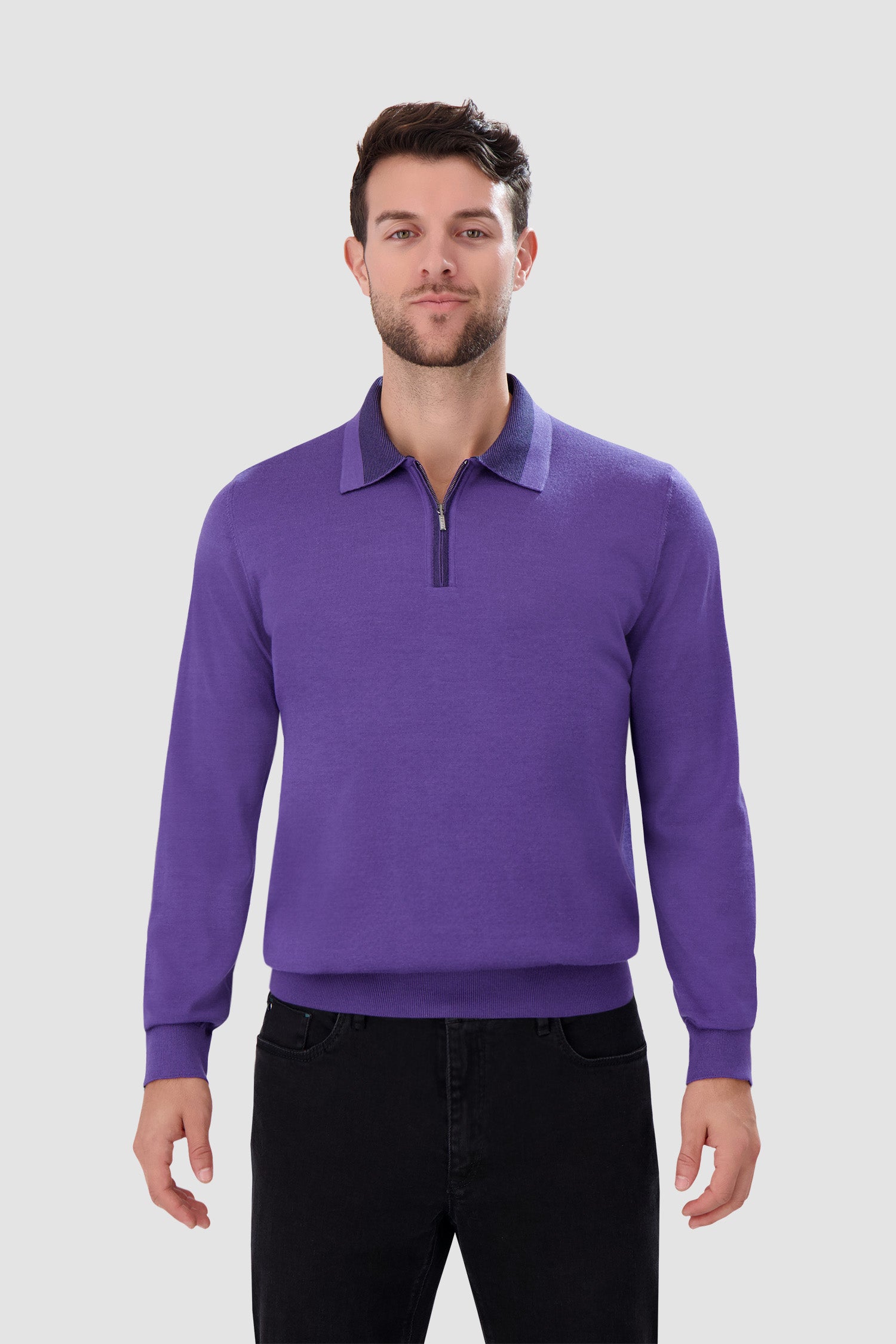 Zilli Purple Zipped Collar Sweater