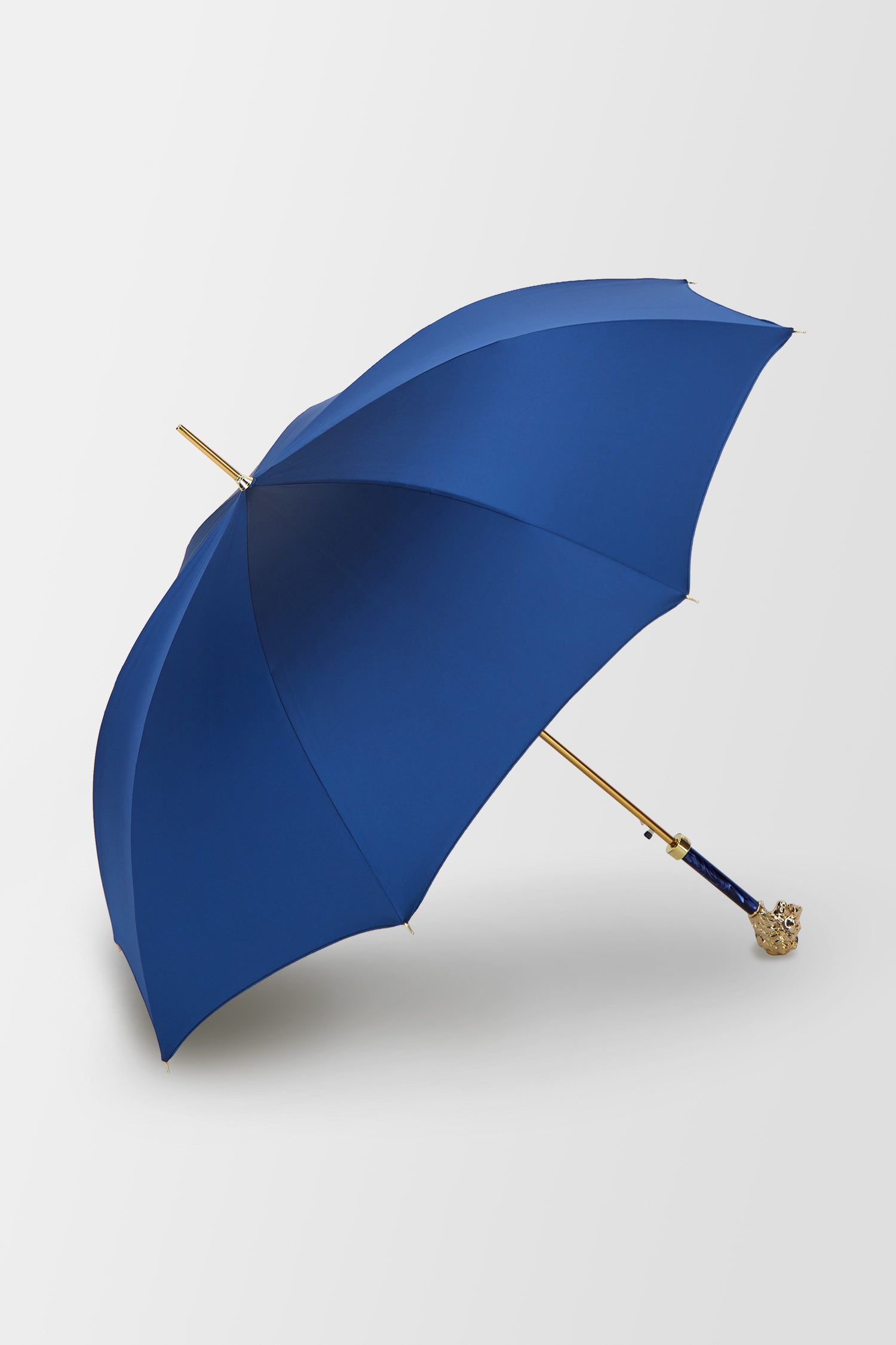 Pasotti Blue Umbrella with Gold Lion Handle