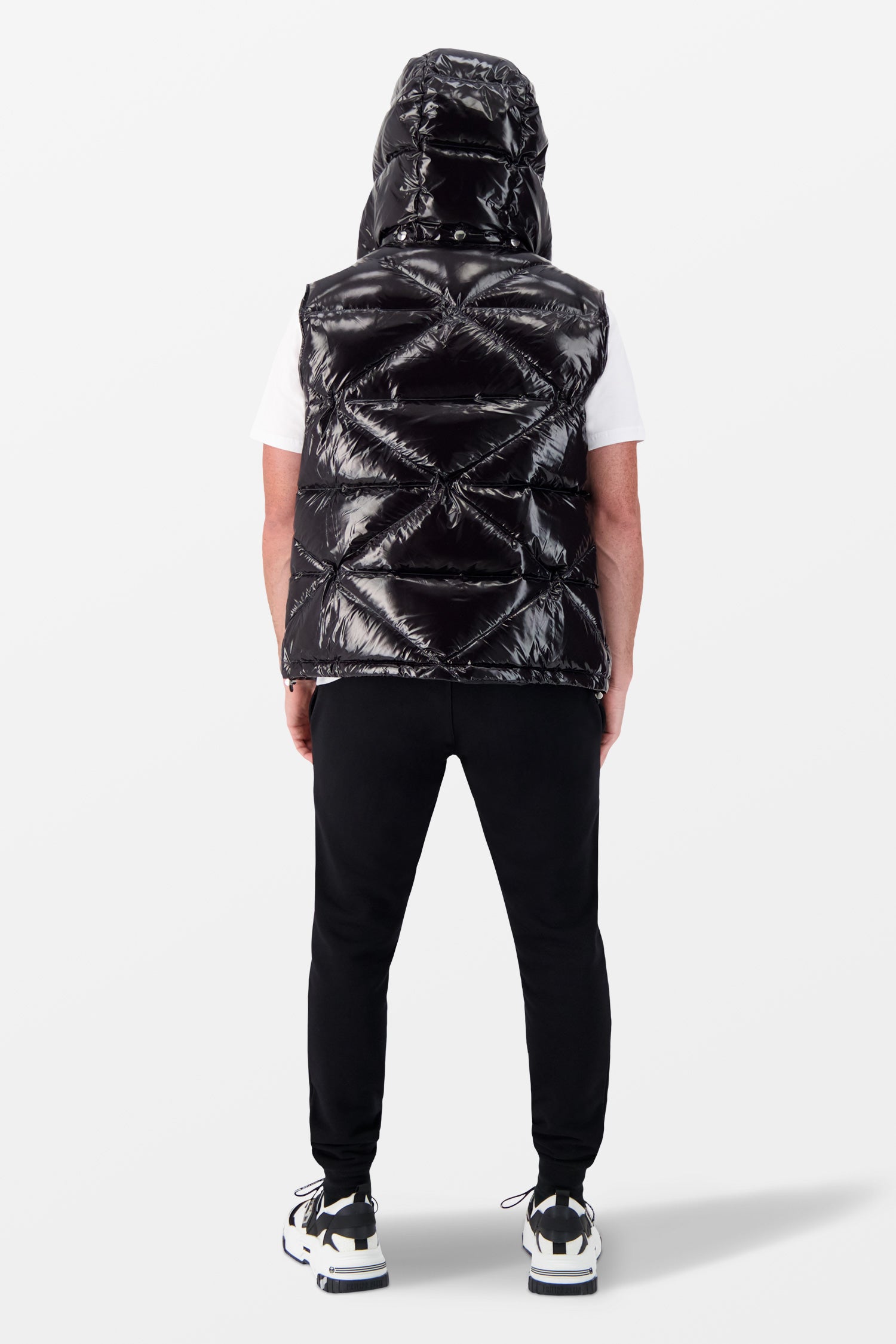 Philipp Plein Black Sleeveless Quilted Down jacket Hexagon