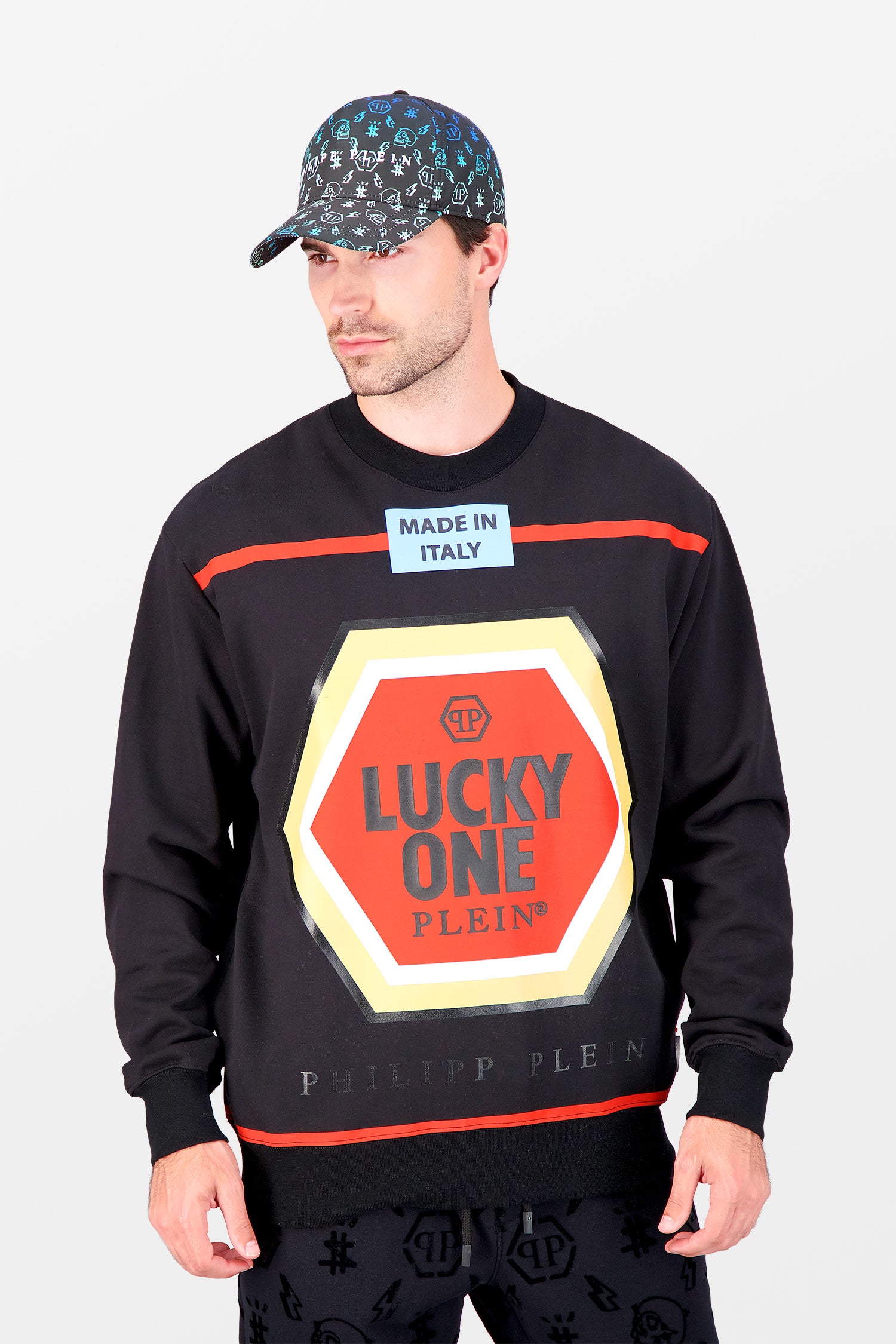 Philipp Plein Black LS Print Lucky One Sweatshirt