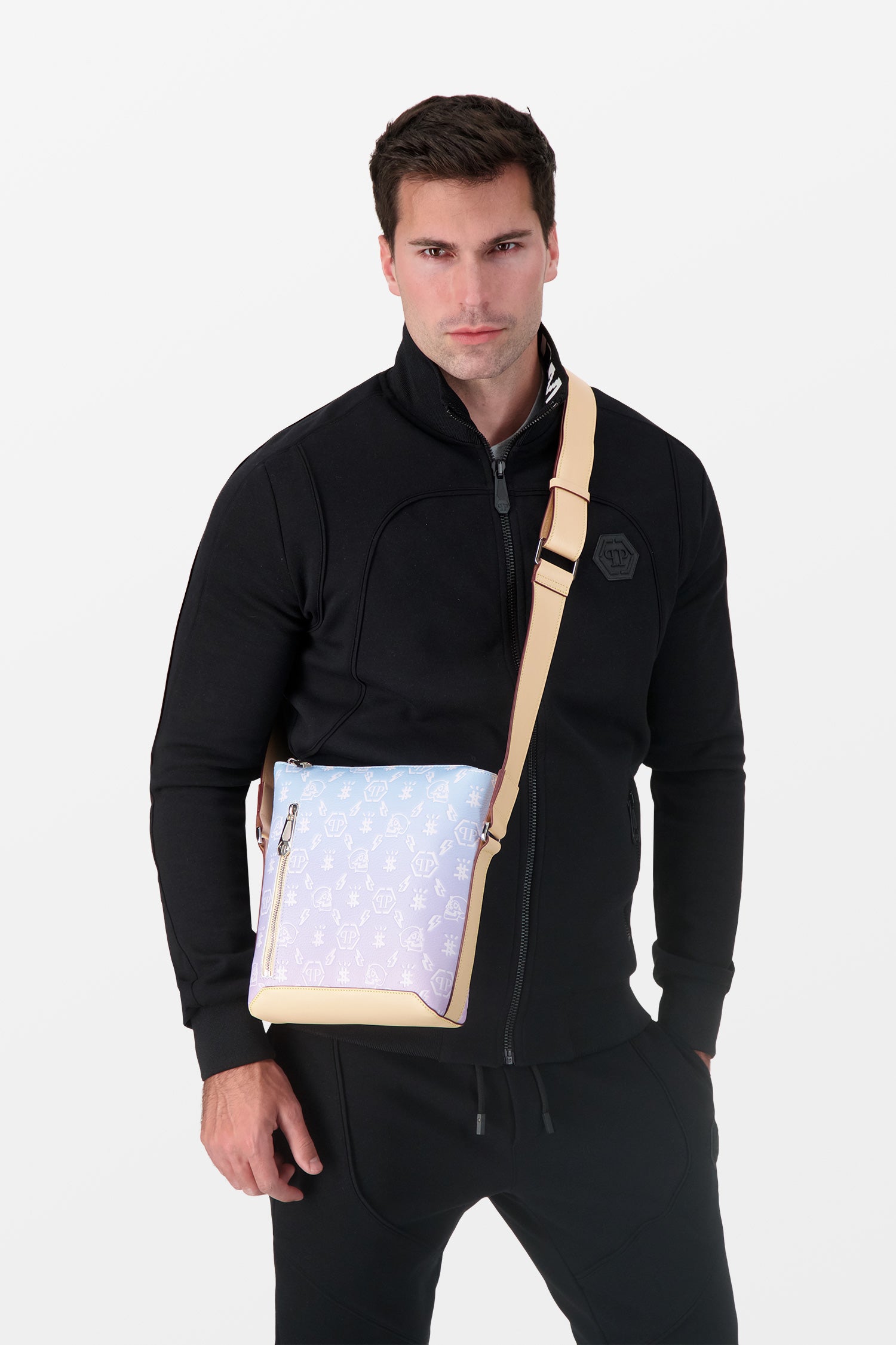 Philipp Plein Multicolor Leather Monogram Cross Body Bag