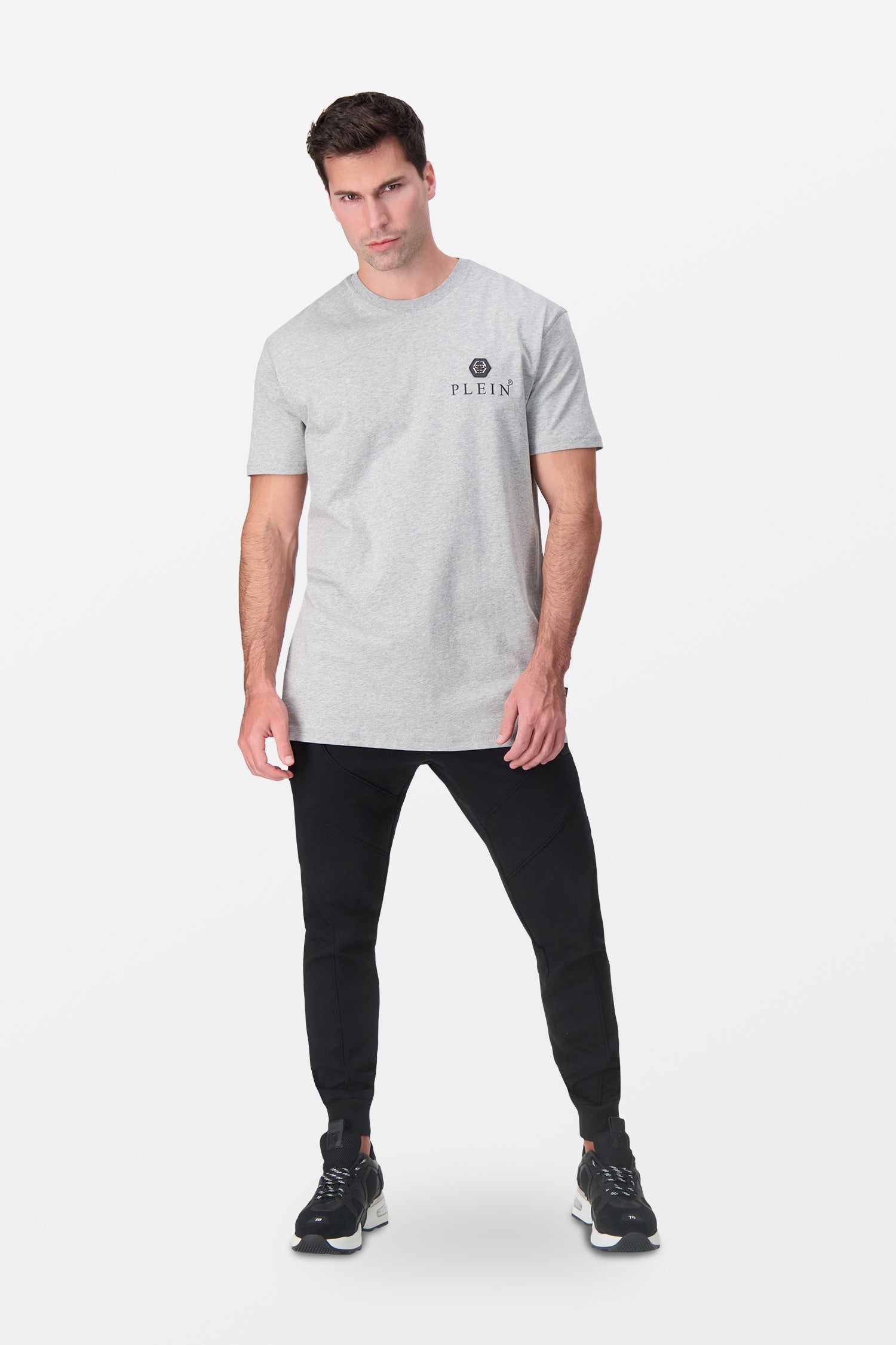Philipp Plein Grey Round Neck SS Iconic Plein T-Shirt