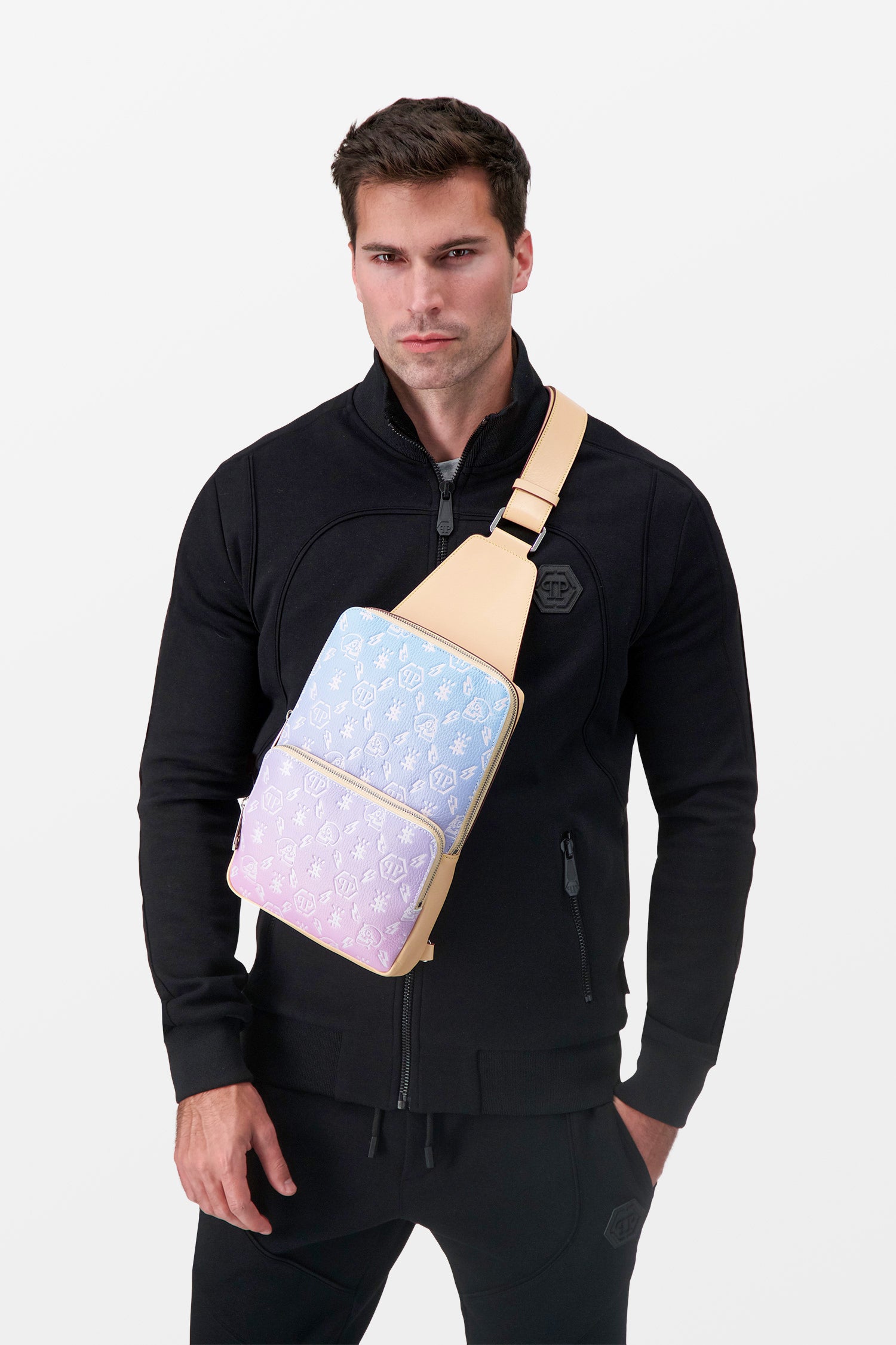Philipp Plein Multicolor Leather Monogram Cross Body Bag